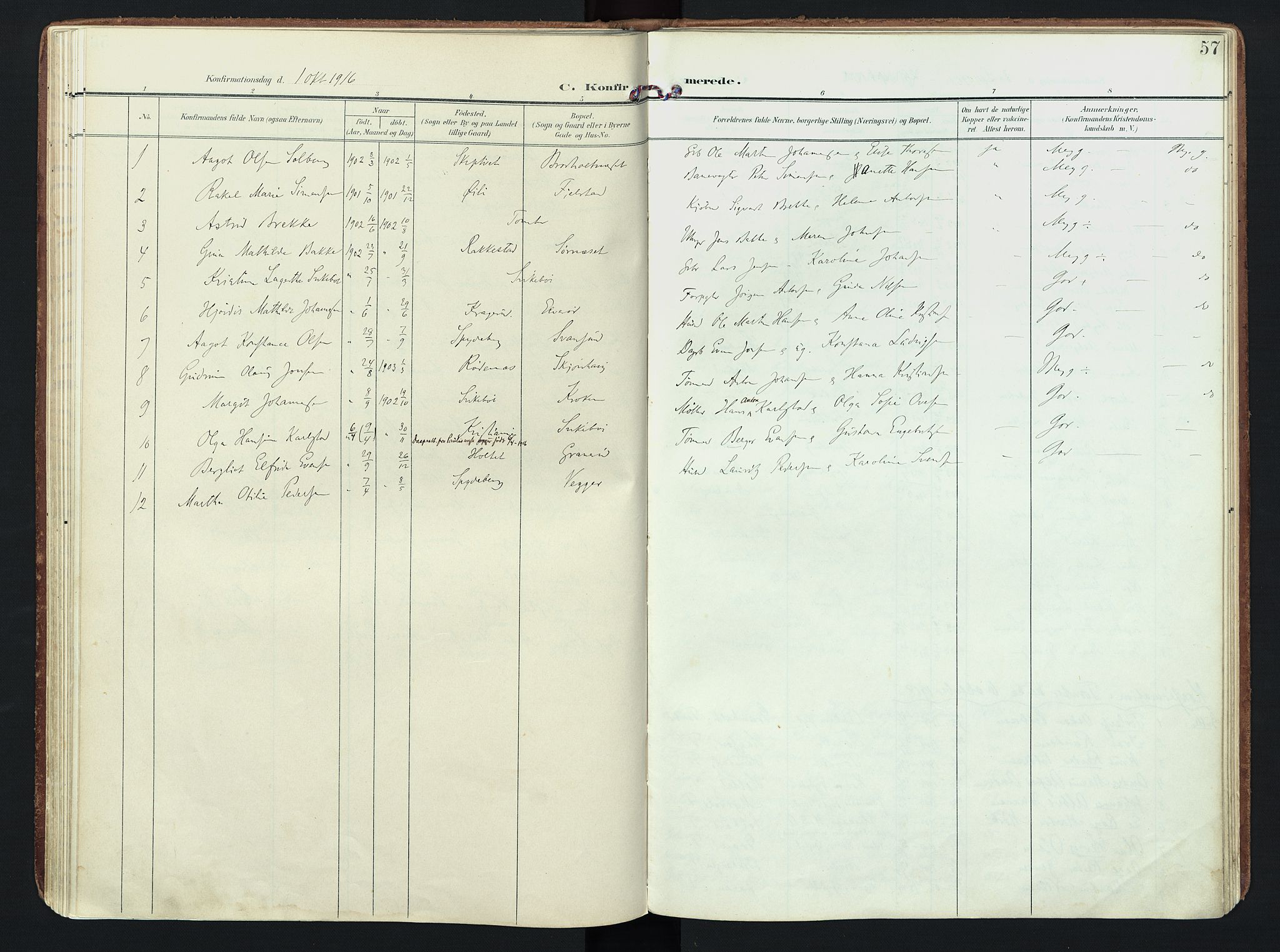 Hobøl prestekontor Kirkebøker, AV/SAO-A-2002/F/Fb/L0002: Parish register (official) no. II 2, 1905-1927, p. 57