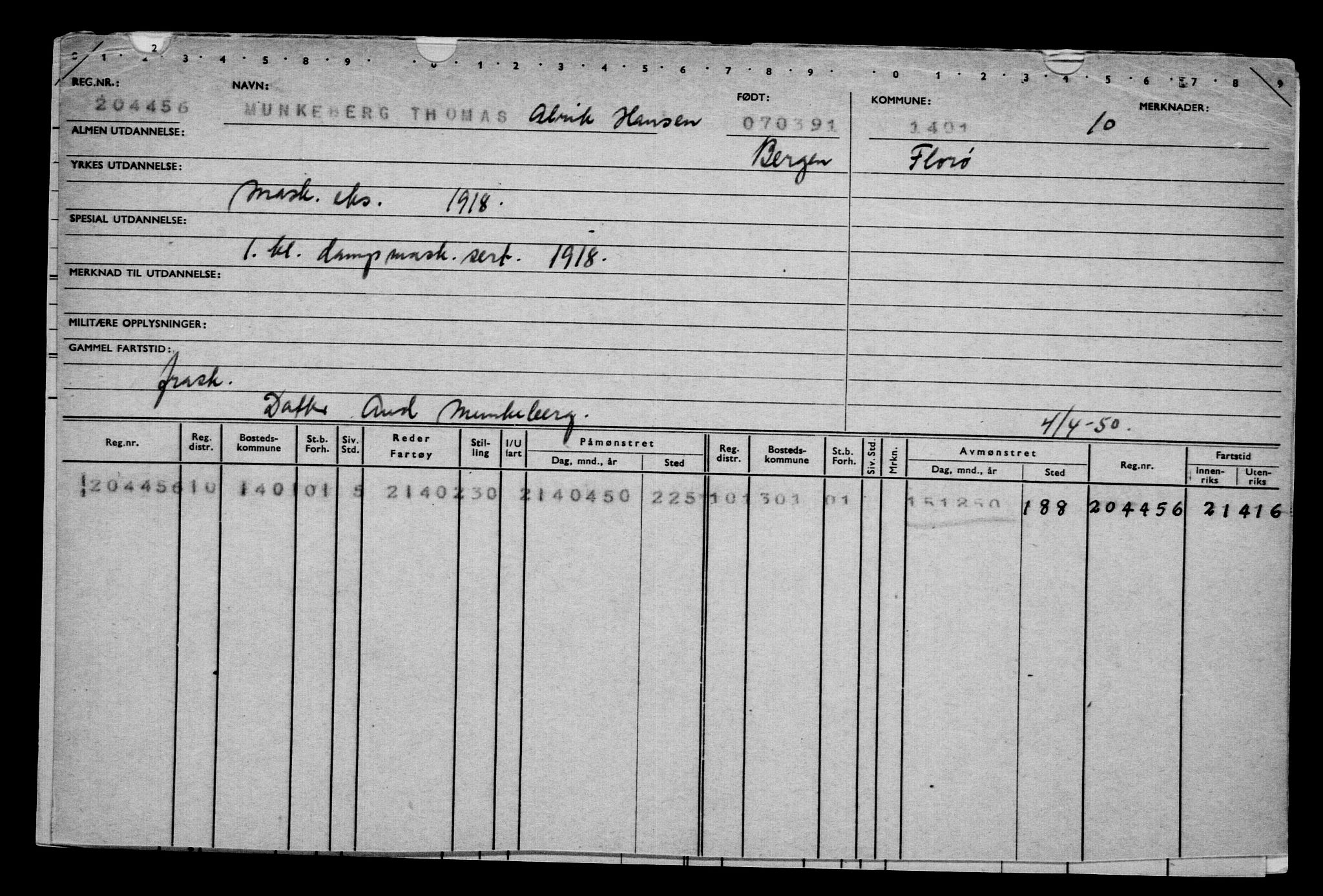 Direktoratet for sjømenn, AV/RA-S-3545/G/Gb/L0009: Hovedkort, 1891, p. 19