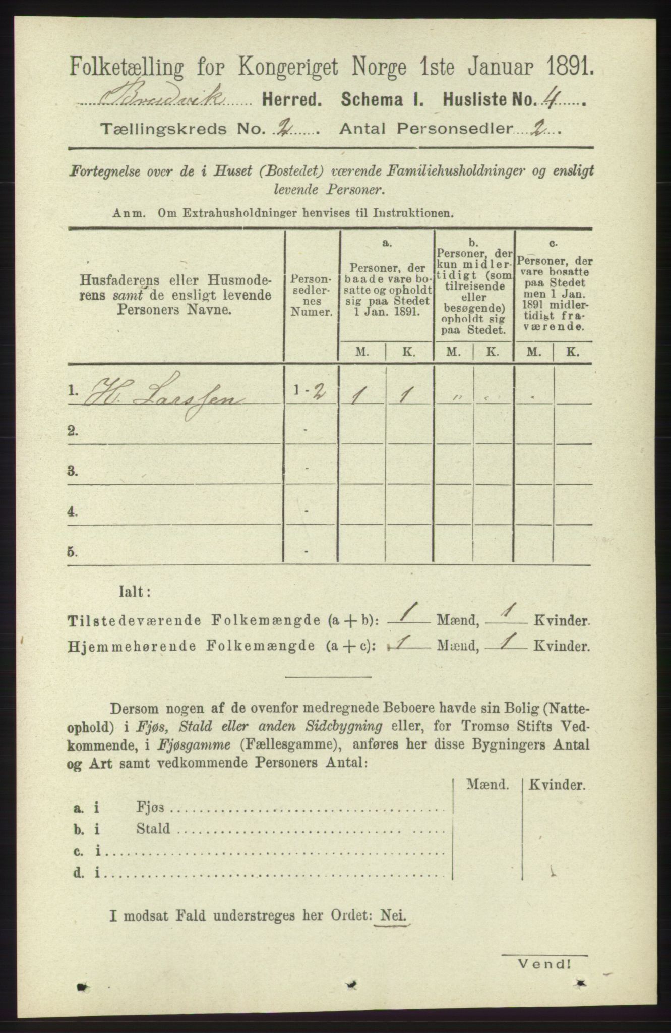 RA, 1891 census for 1251 Bruvik, 1891, p. 383