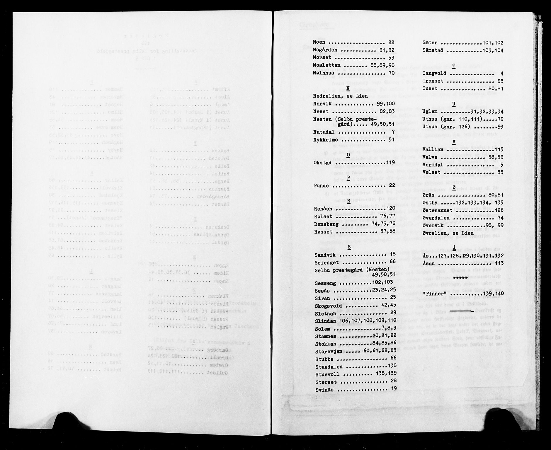 SAT, Census 1825 for Selbu, 1825