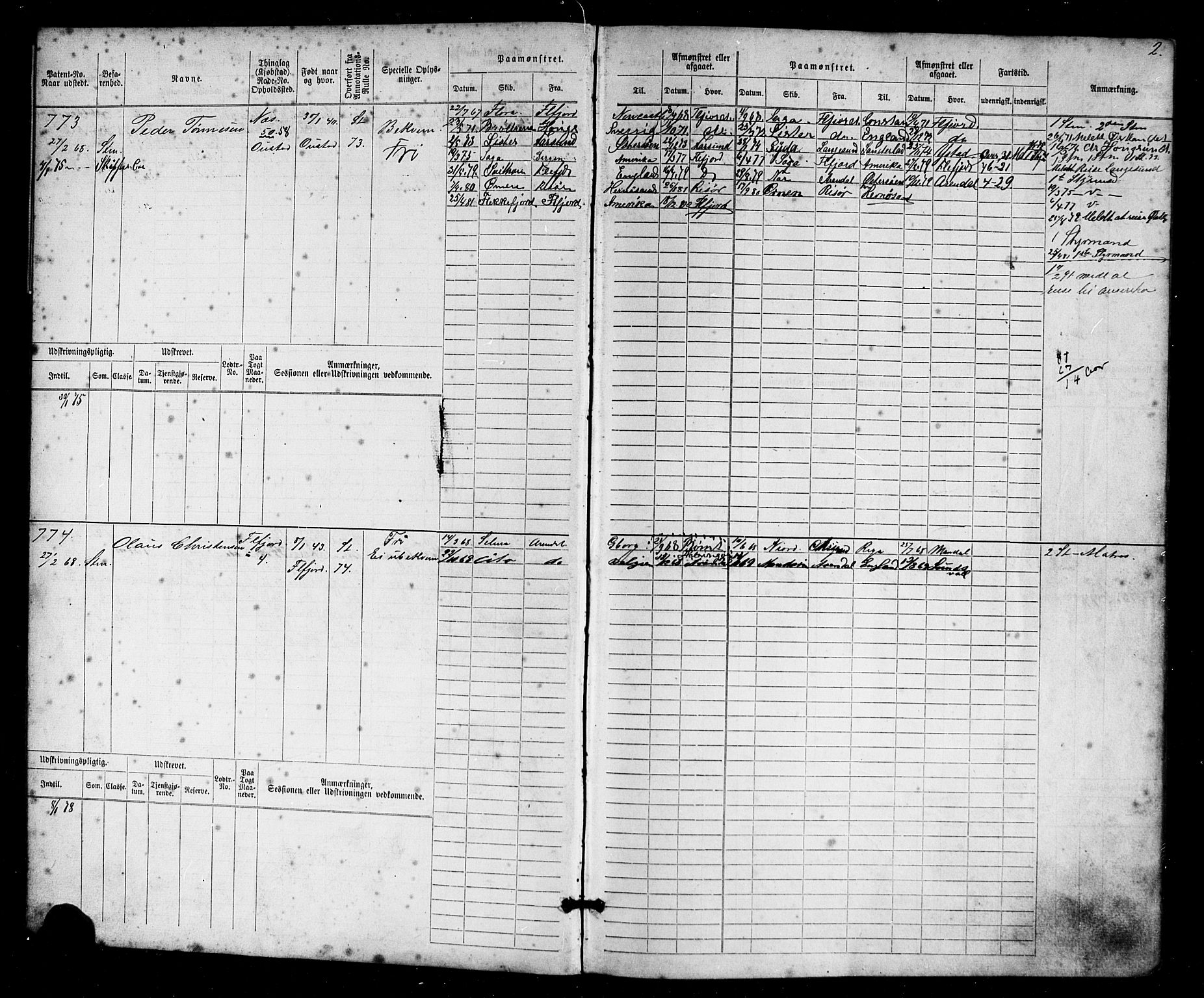 Flekkefjord mønstringskrets, AV/SAK-2031-0018/F/Fb/L0009: Hovedrulle nr 771-1533, Æ-6, 1868-1900, p. 3