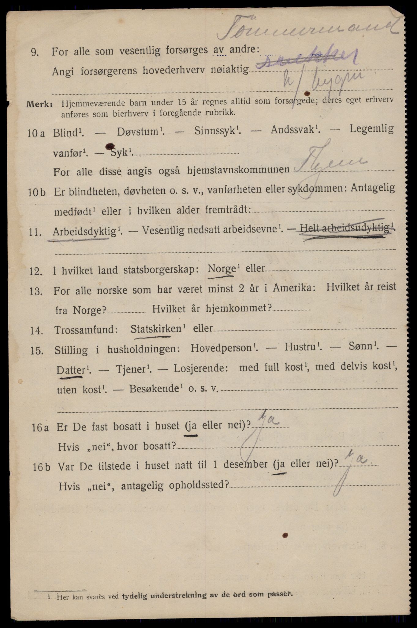 SAT, 1920 census for Trondheim, 1920, p. 61031