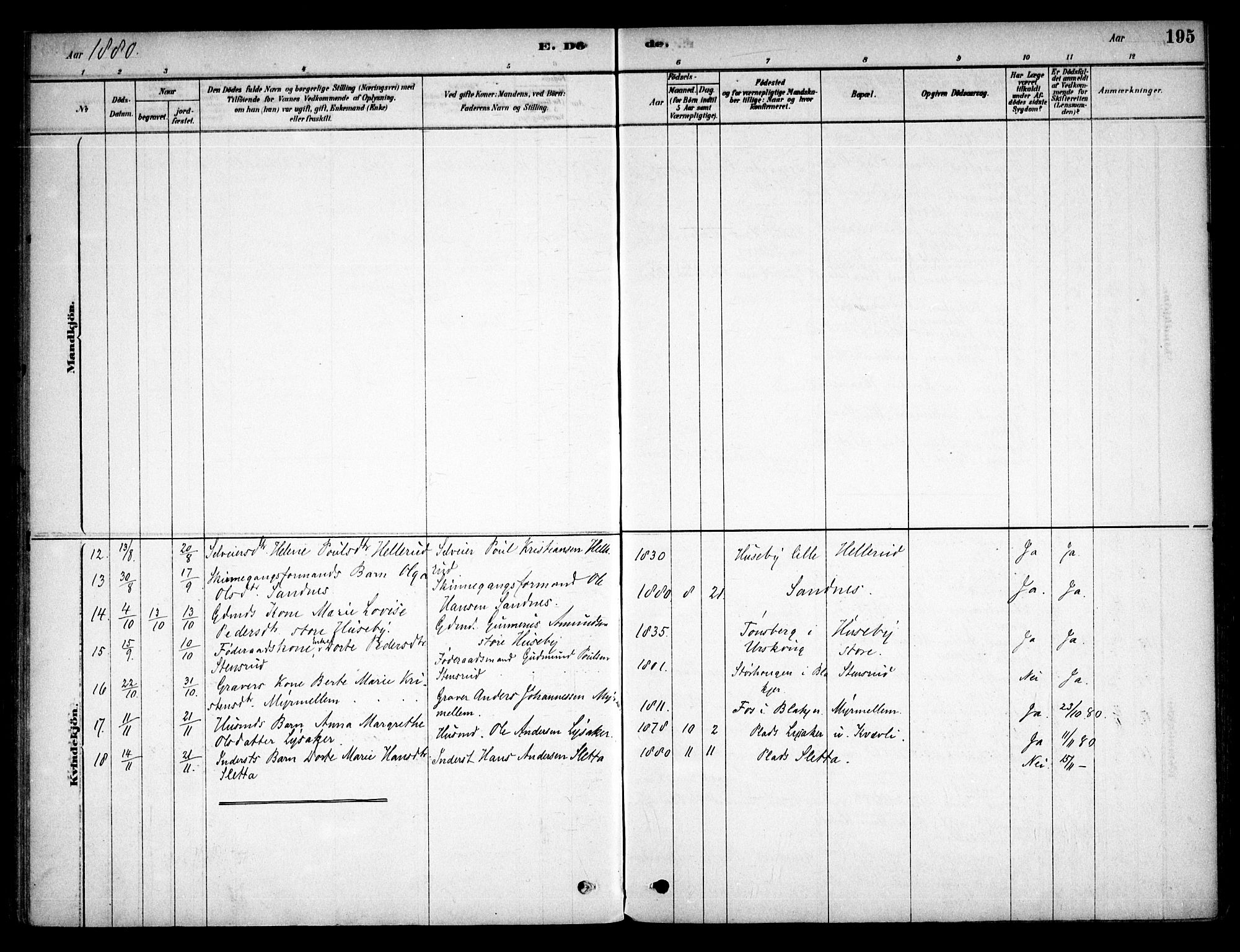 Aurskog prestekontor Kirkebøker, AV/SAO-A-10304a/F/Fb/L0001: Parish register (official) no. II 1, 1878-1909, p. 195