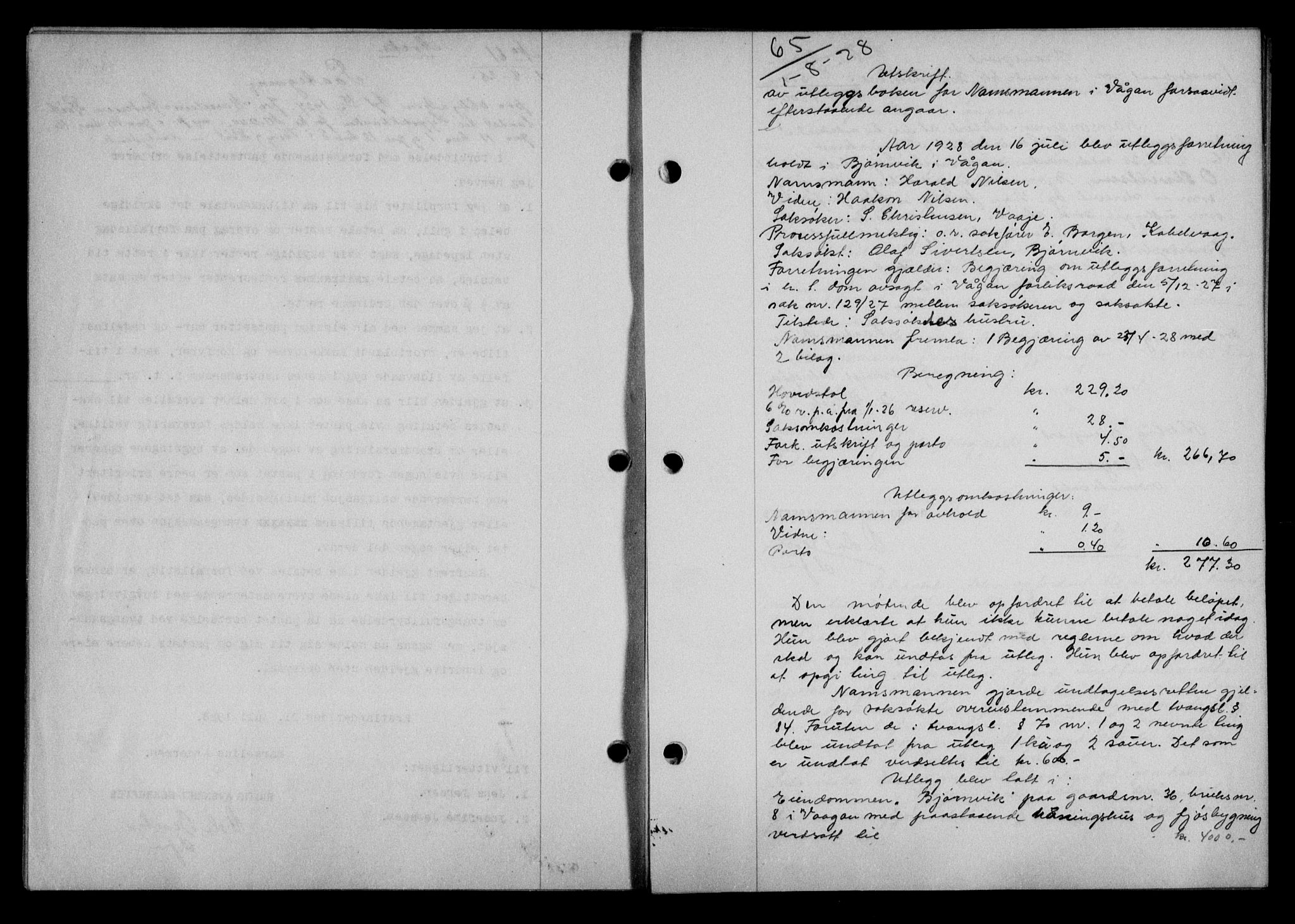 Lofoten sorenskriveri, SAT/A-0017/1/2/2C/L0018b: Mortgage book no. 18b, 1928-1928, Deed date: 01.08.1928