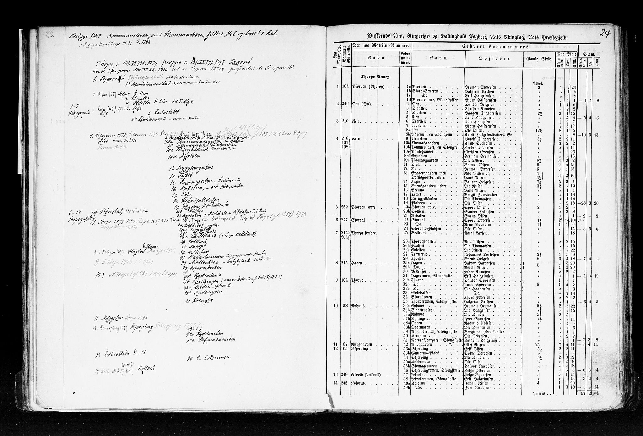 Rygh, AV/RA-PA-0034/F/Fb/L0005: Matrikkelen for 1838 - Buskerud amt (Buskerud fylke), 1838, p. 24a