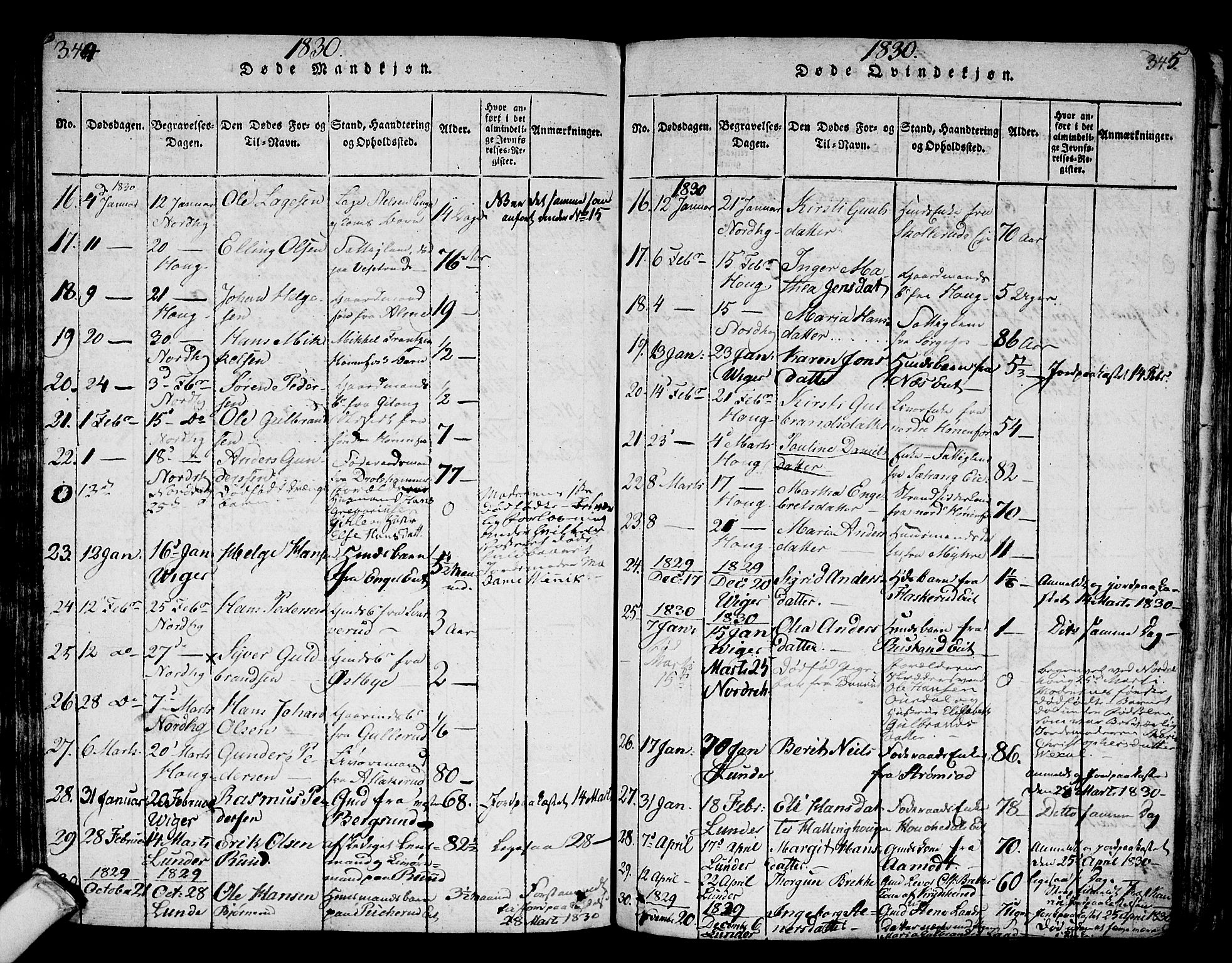 Norderhov kirkebøker, AV/SAKO-A-237/F/Fa/L0008: Parish register (official) no. 8, 1814-1833, p. 344-345