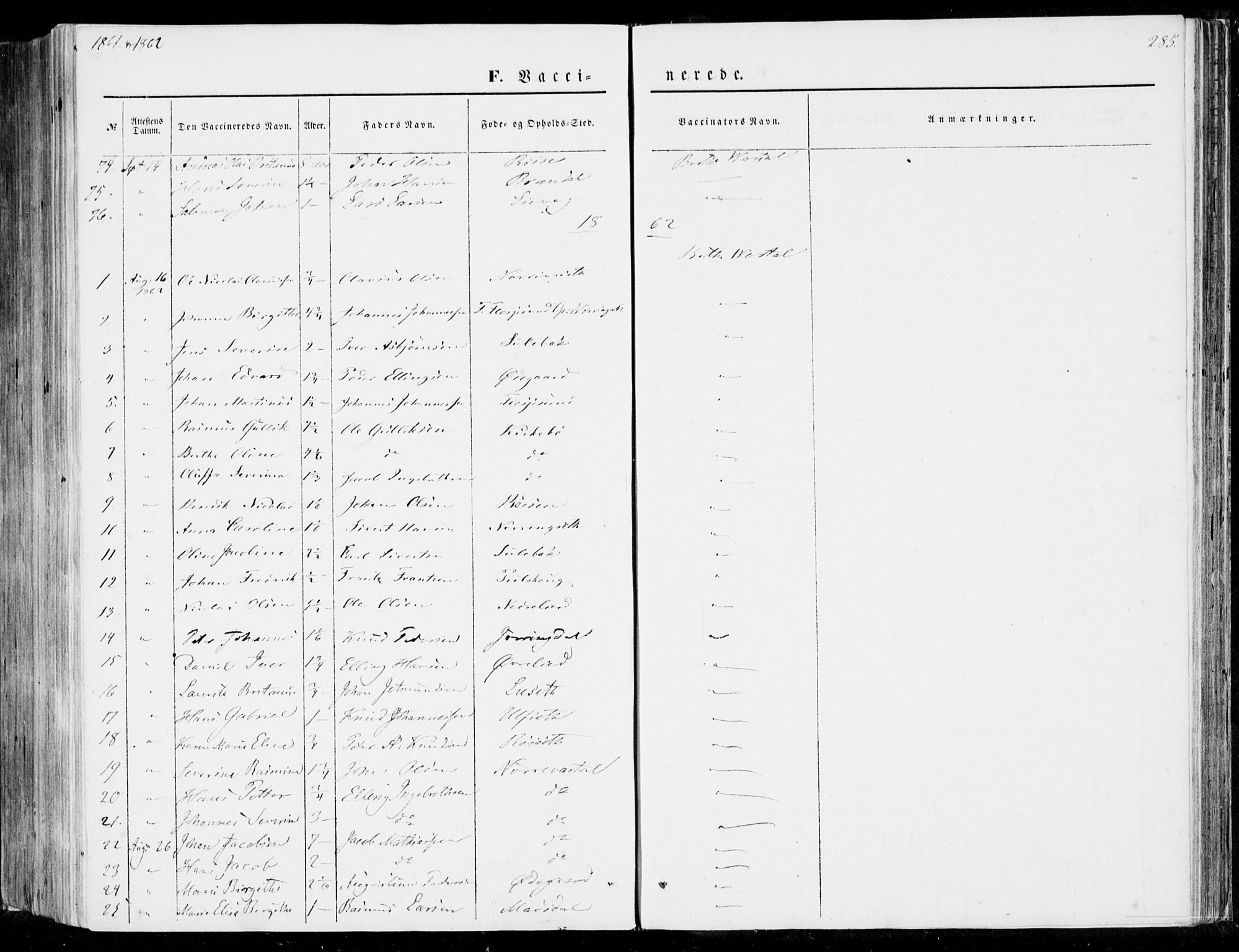 Ministerialprotokoller, klokkerbøker og fødselsregistre - Møre og Romsdal, SAT/A-1454/510/L0121: Parish register (official) no. 510A01, 1848-1877, p. 285