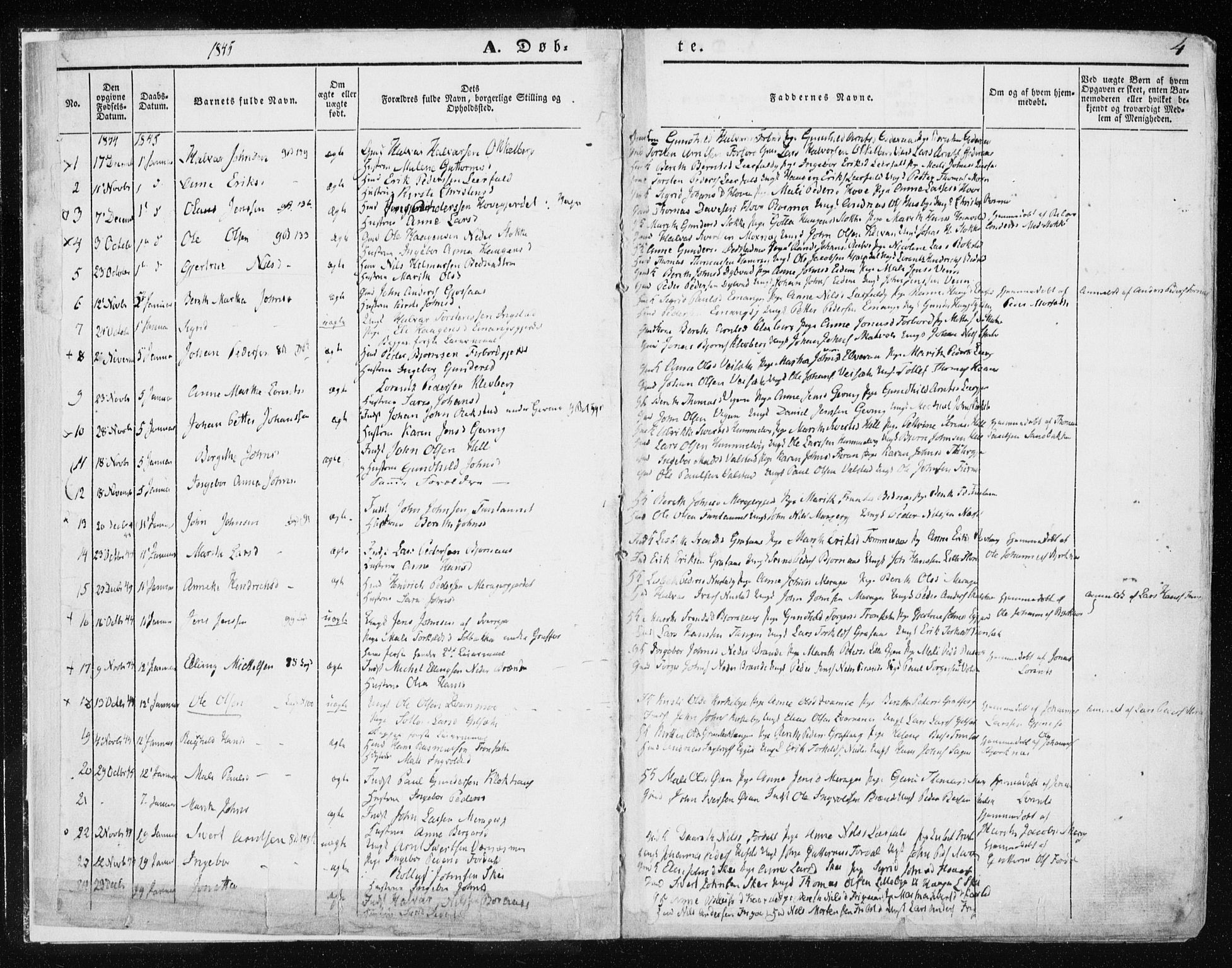 Ministerialprotokoller, klokkerbøker og fødselsregistre - Nord-Trøndelag, SAT/A-1458/709/L0074: Parish register (official) no. 709A14, 1845-1858, p. 4