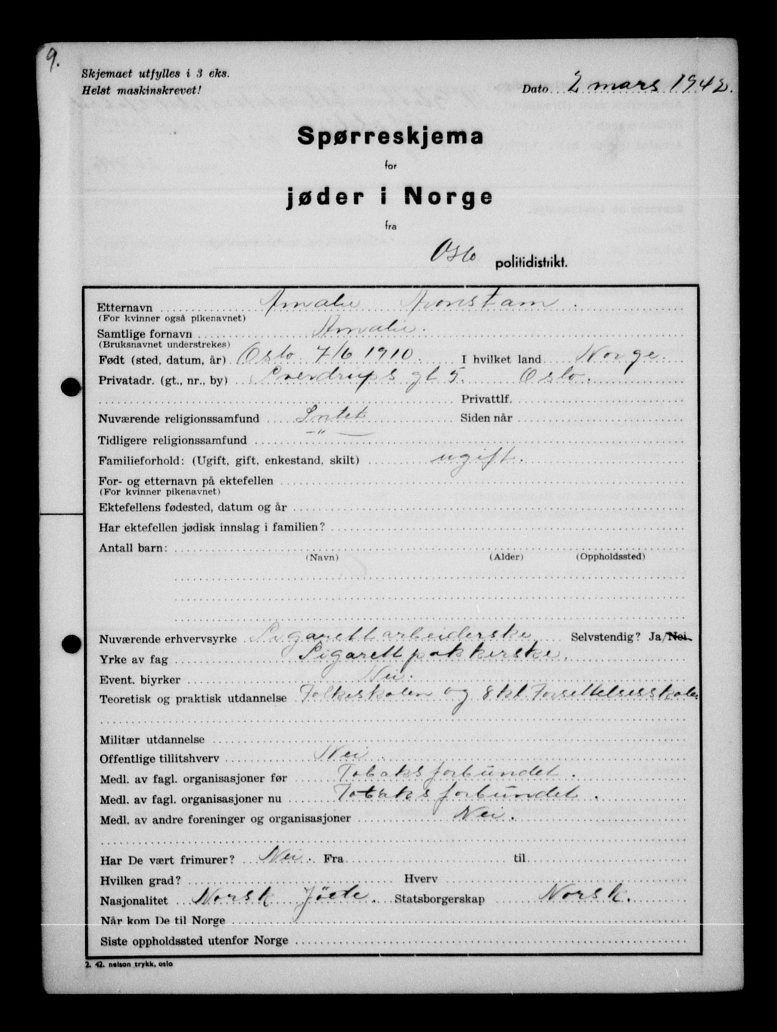 Statspolitiet - Hovedkontoret / Osloavdelingen, AV/RA-S-1329/G/Ga/L0009: Spørreskjema for jøder i Norge, Oslo Alexander-Gutman, 1942, p. 24
