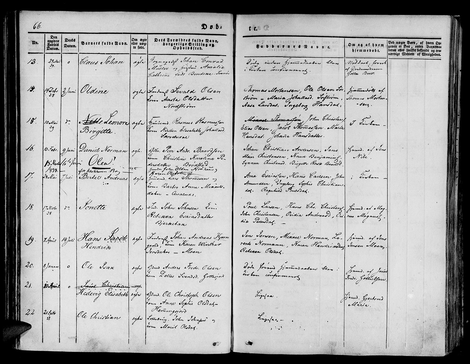 Tranøy sokneprestkontor, SATØ/S-1313/I/Ia/Iaa/L0005kirke: Parish register (official) no. 5, 1829-1844, p. 66