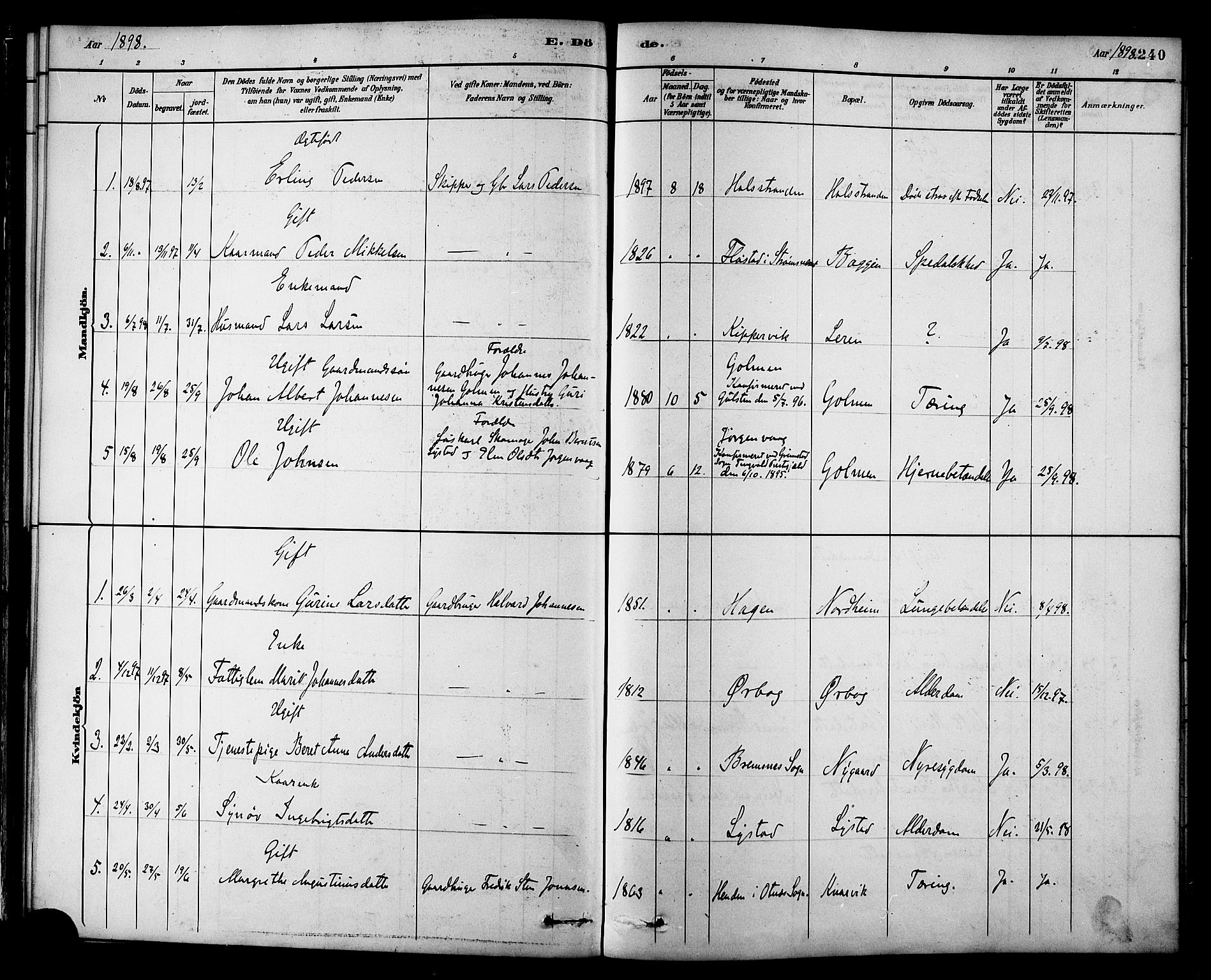 Ministerialprotokoller, klokkerbøker og fødselsregistre - Møre og Romsdal, AV/SAT-A-1454/577/L0896: Parish register (official) no. 577A03, 1880-1898, p. 240