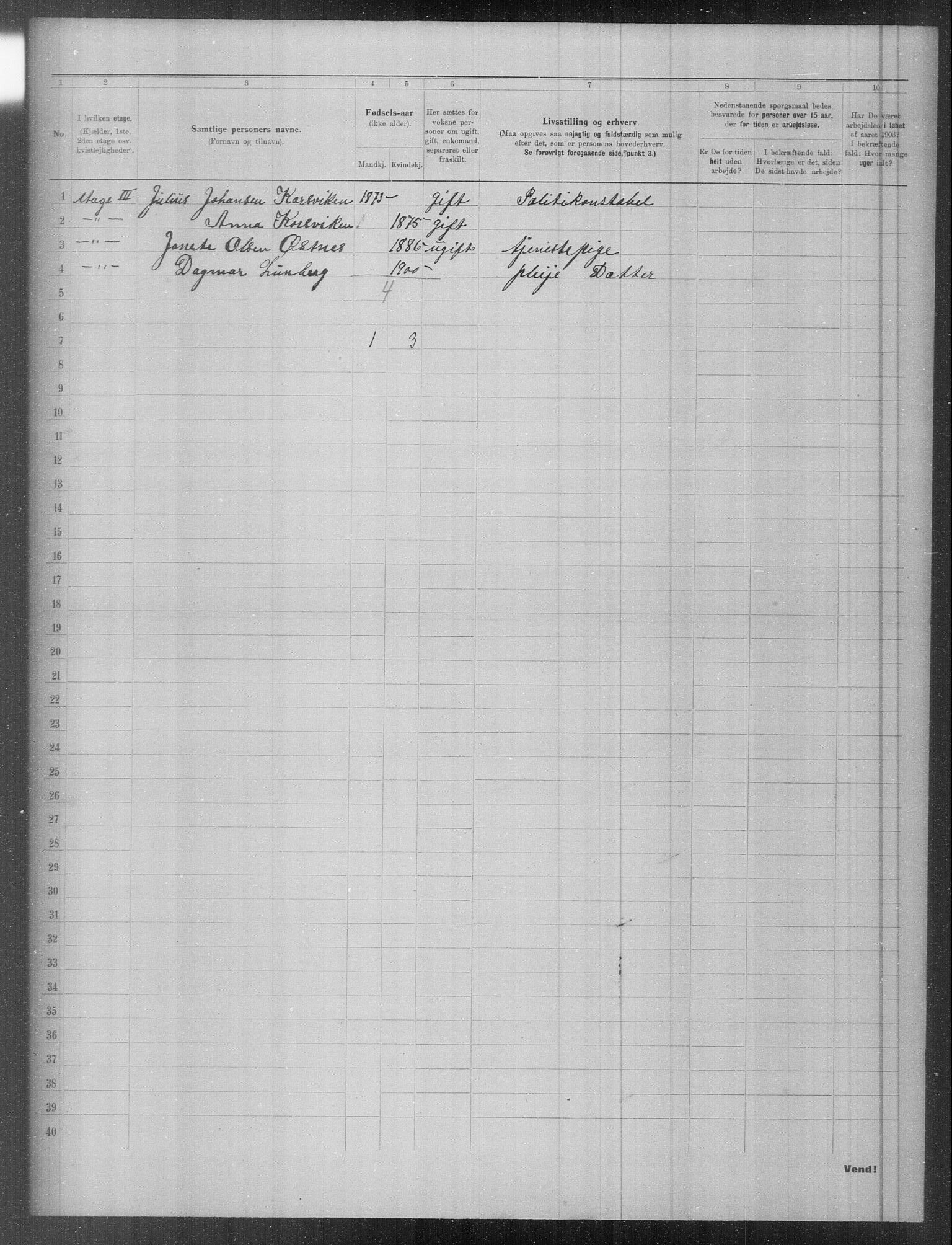 OBA, Municipal Census 1903 for Kristiania, 1903, p. 6122