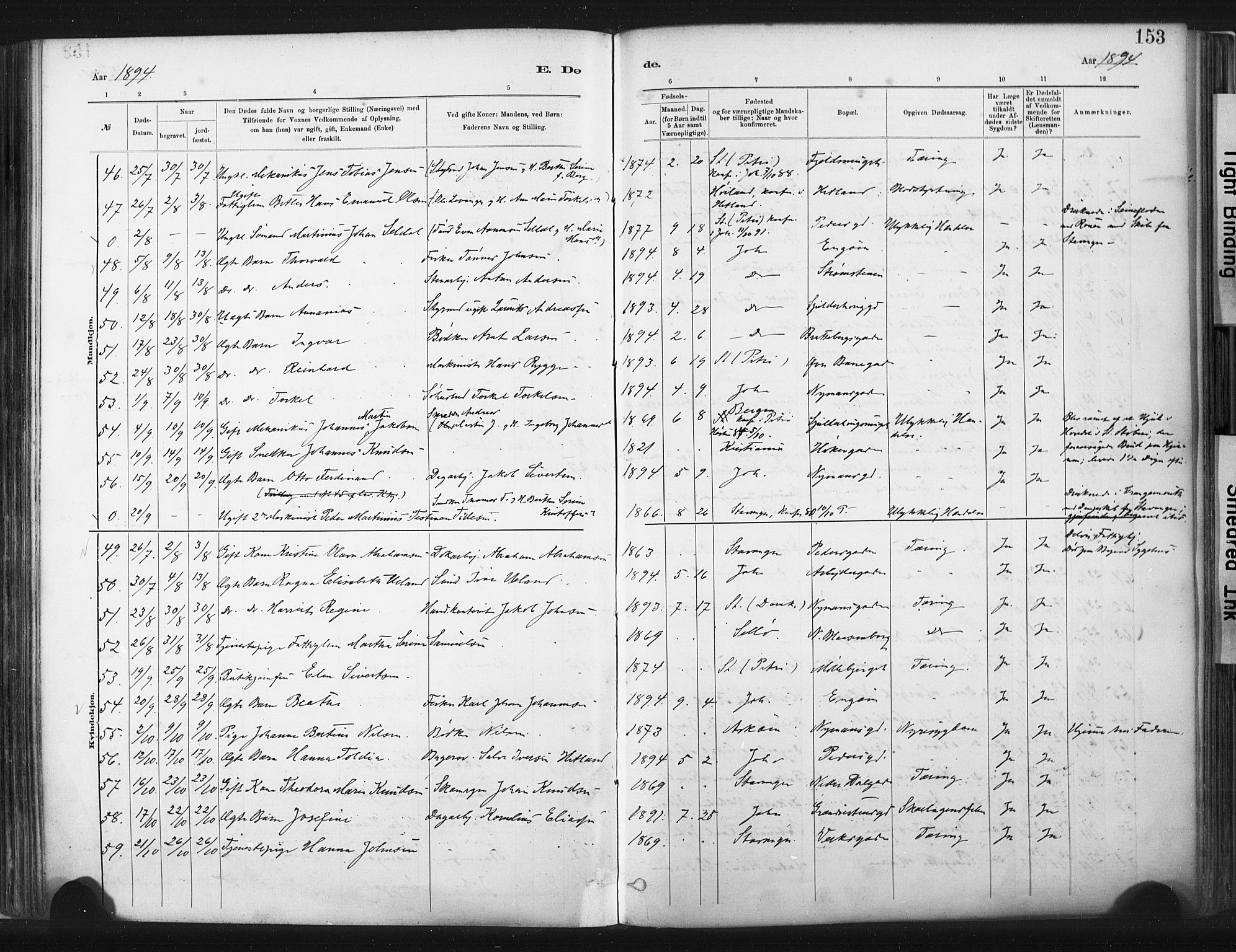 St. Johannes sokneprestkontor, AV/SAST-A-101814/001/30/30BA/L0003: Parish register (official) no. A 3, 1885-1910, p. 153