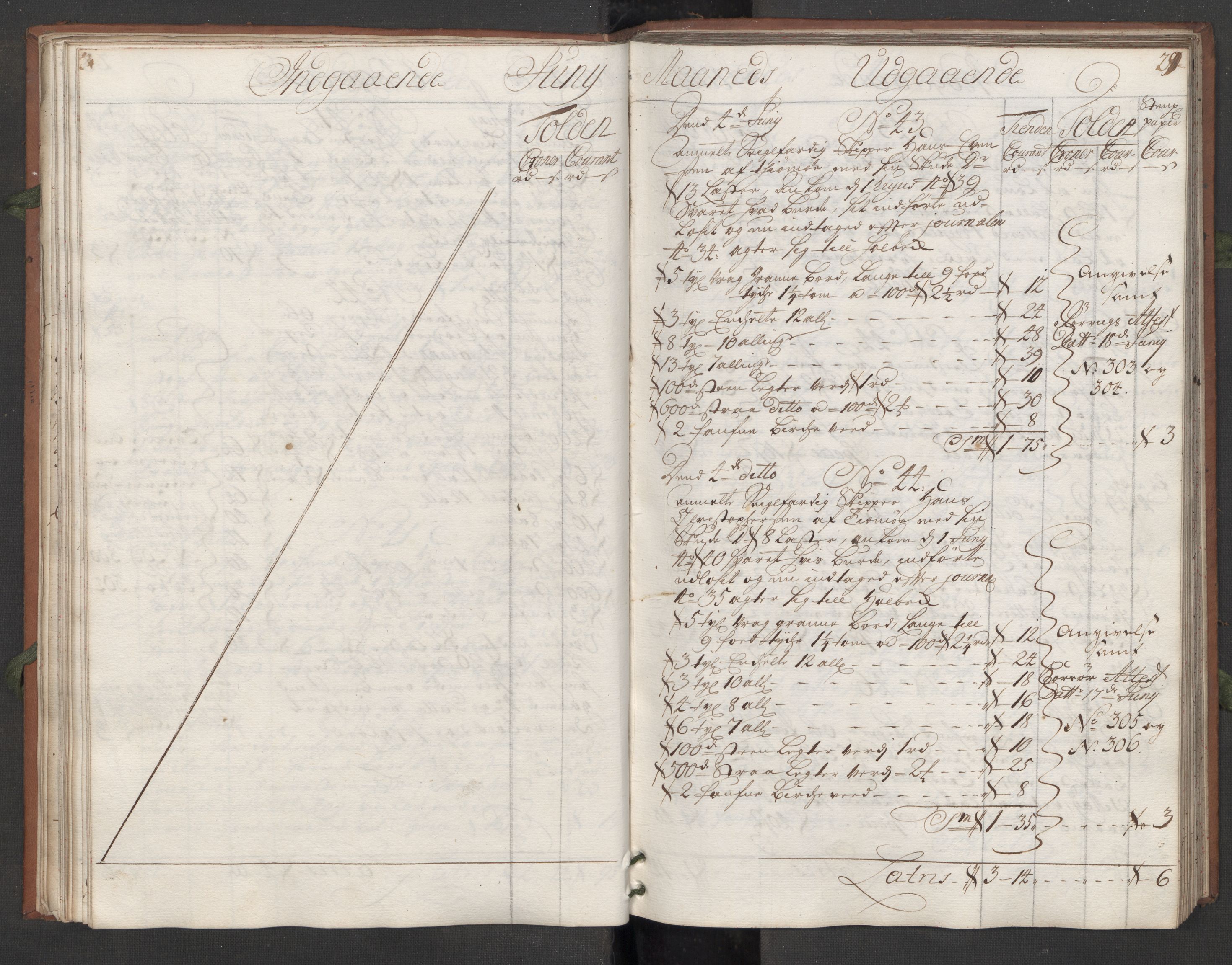 Generaltollkammeret, tollregnskaper, AV/RA-EA-5490/R09/L0008/0001: Tollregnskaper Holmestrand / Hovedtollbok, 1733, p. 28b-29a