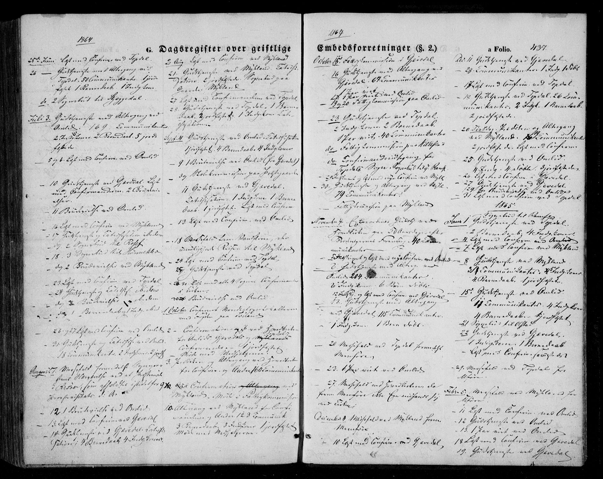 Åmli sokneprestkontor, AV/SAK-1111-0050/F/Fa/Fac/L0008: Parish register (official) no. A 8, 1852-1869, p. 437