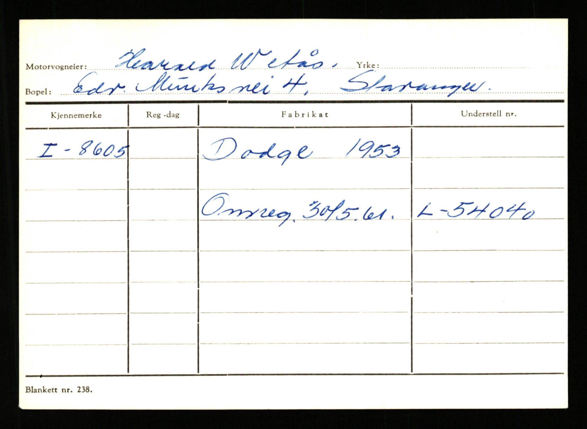 Stavanger trafikkstasjon, SAST/A-101942/0/G/L0002: Registreringsnummer: 5791 - 10405, 1930-1971, p. 1729