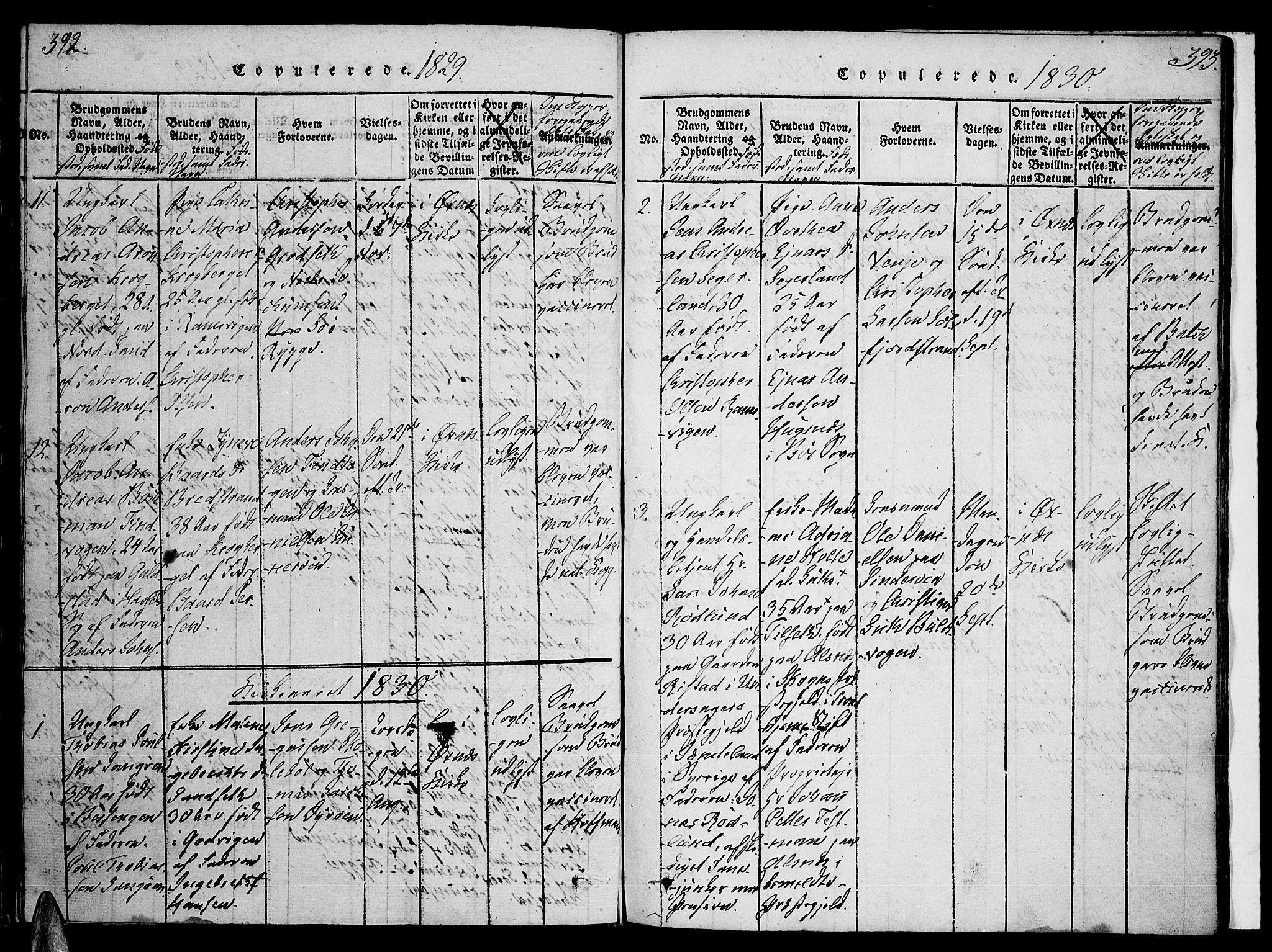 Ministerialprotokoller, klokkerbøker og fødselsregistre - Nordland, AV/SAT-A-1459/893/L1331: Parish register (official) no. 893A04, 1820-1840, p. 392-393