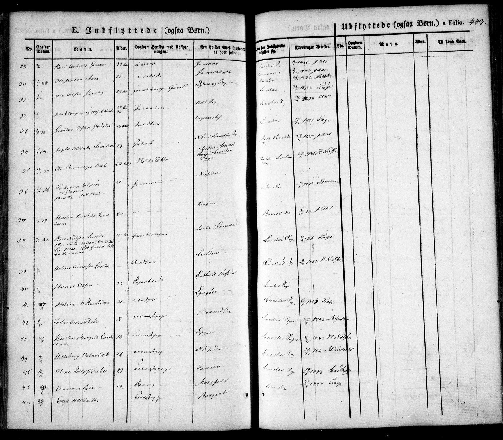 Søndeled sokneprestkontor, SAK/1111-0038/F/Fa/L0002: Parish register (official) no. A 2, 1839-1860, p. 443