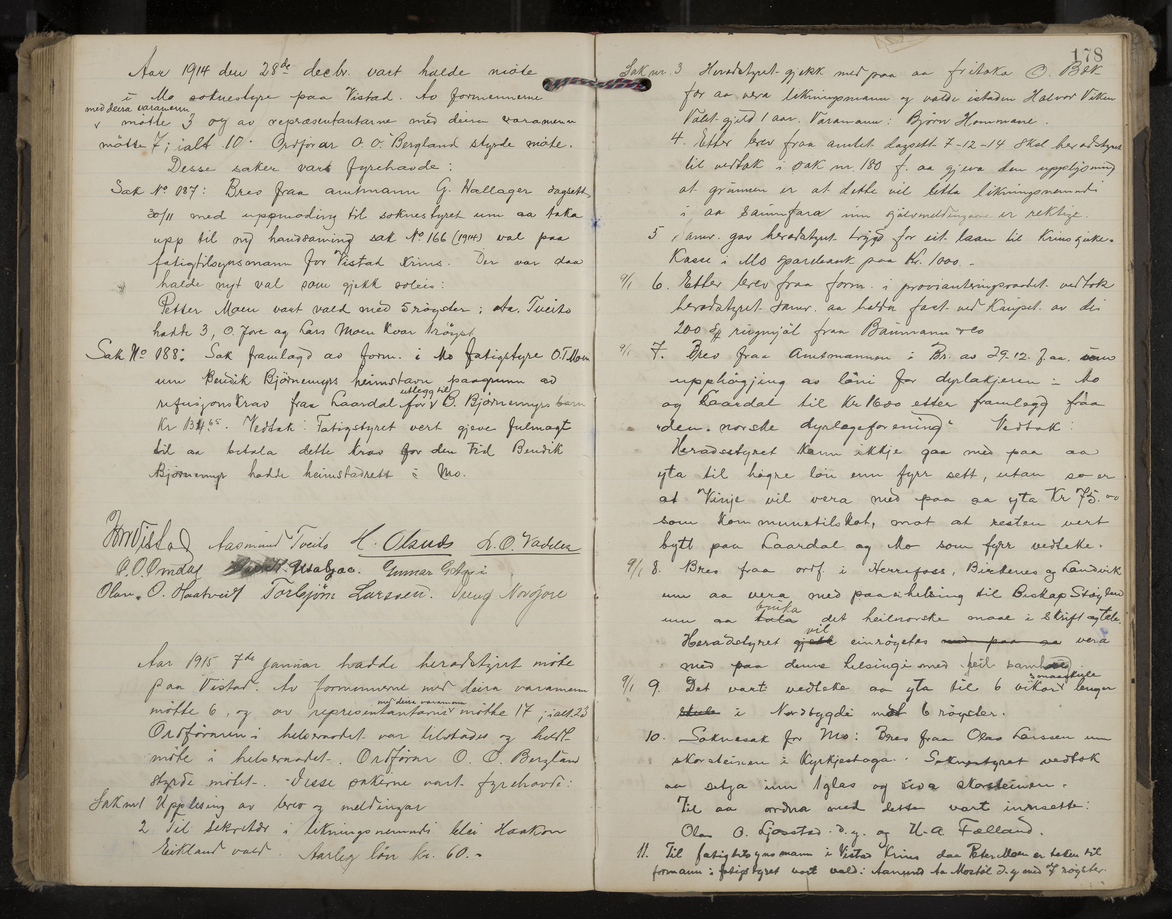 Mo formannskap og sentraladministrasjon, IKAK/0832021/A/L0004: Møtebok, 1903-1915, p. 178