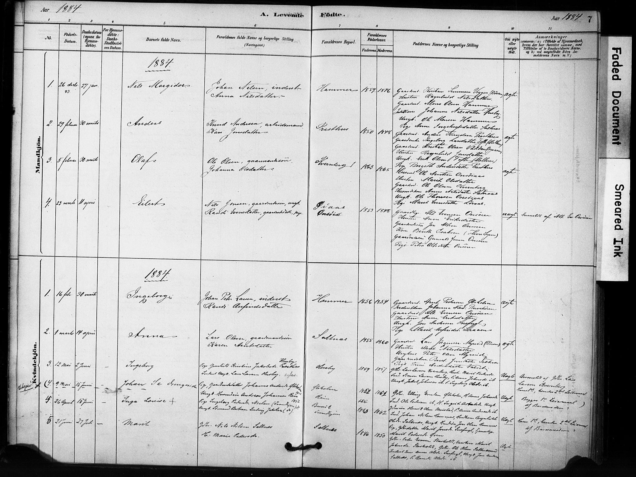 Ministerialprotokoller, klokkerbøker og fødselsregistre - Sør-Trøndelag, SAT/A-1456/666/L0786: Parish register (official) no. 666A04, 1878-1895, p. 7
