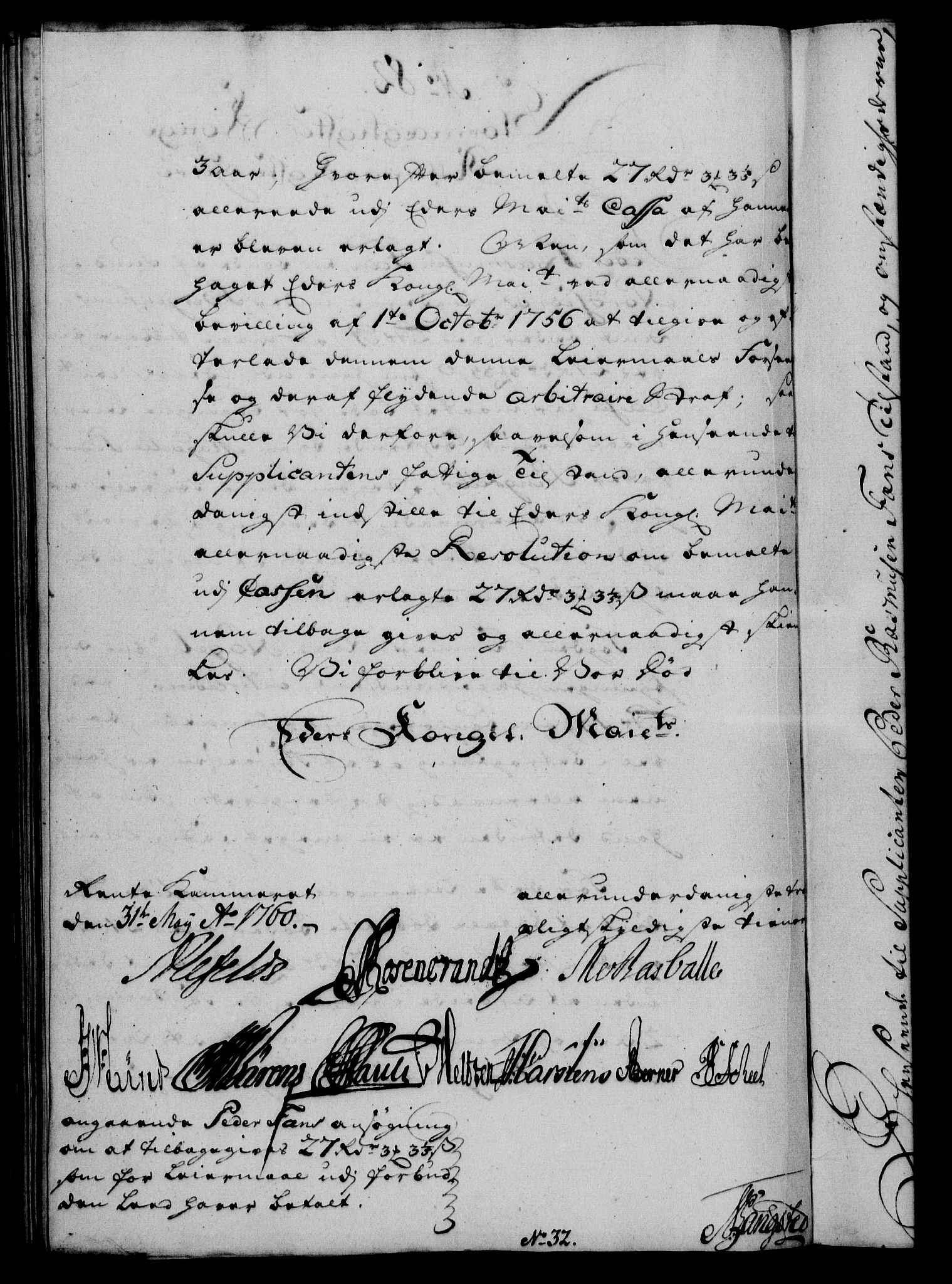 Rentekammeret, Kammerkanselliet, AV/RA-EA-3111/G/Gf/Gfa/L0042: Norsk relasjons- og resolusjonsprotokoll (merket RK 52.42), 1760, p. 296