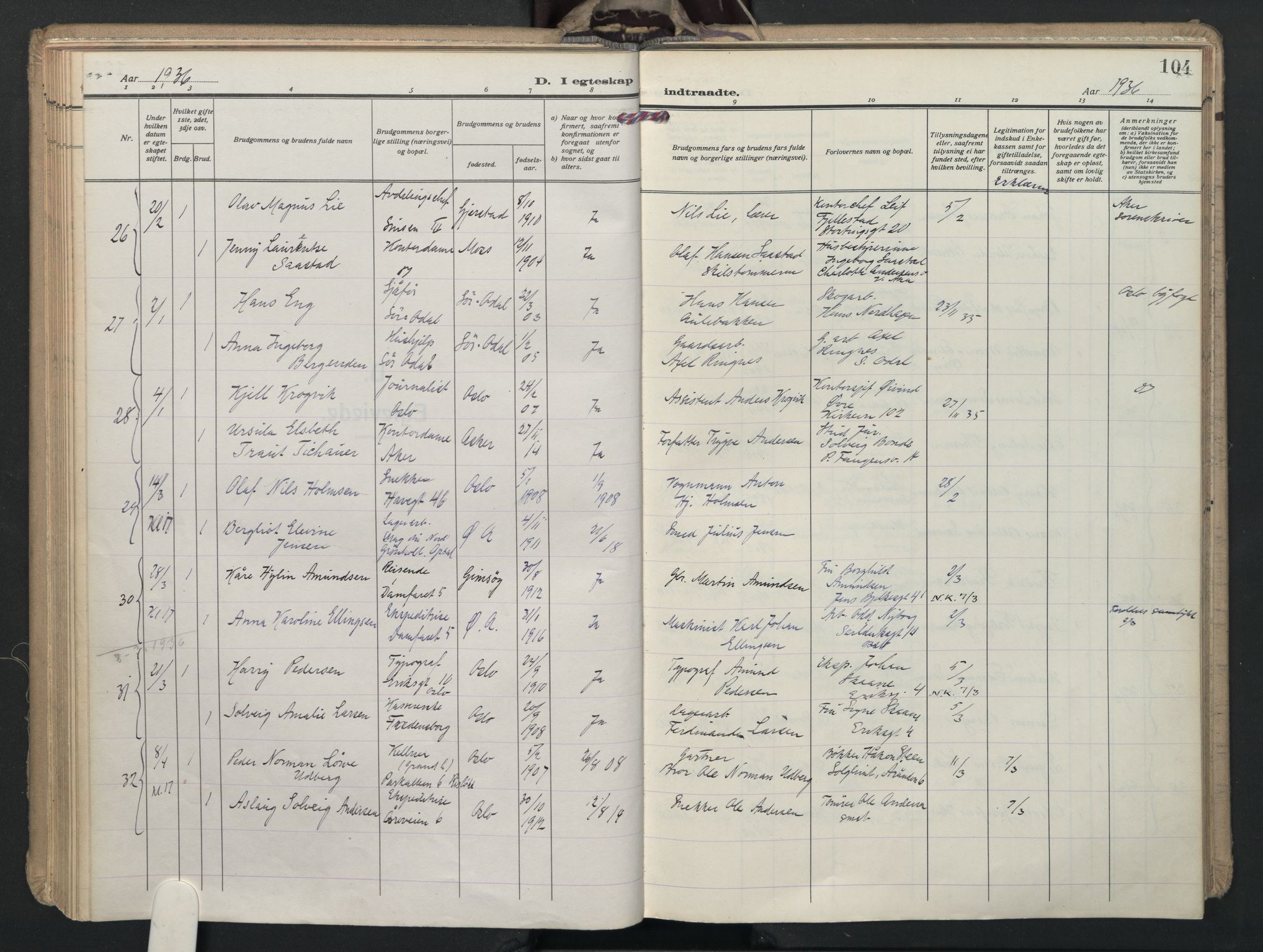Østre Aker prestekontor Kirkebøker, AV/SAO-A-10840/F/Fa/L0015: Parish register (official) no. I 15, 1934-1938, p. 104
