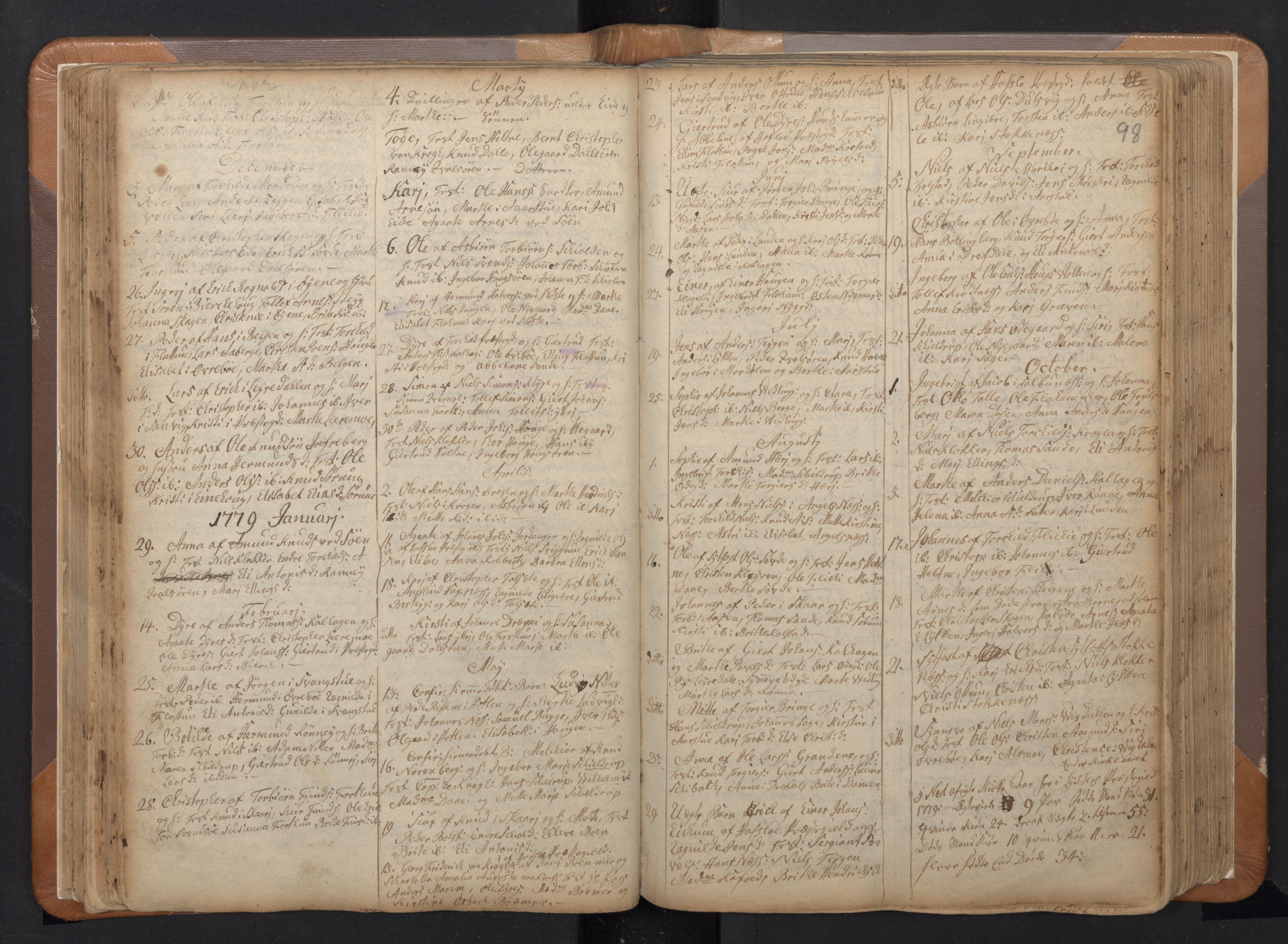 Luster sokneprestembete, SAB/A-81101/H/Haa/Haaa/L0002: Parish register (official) no. A 2, 1751-1796, p. 97b-98a