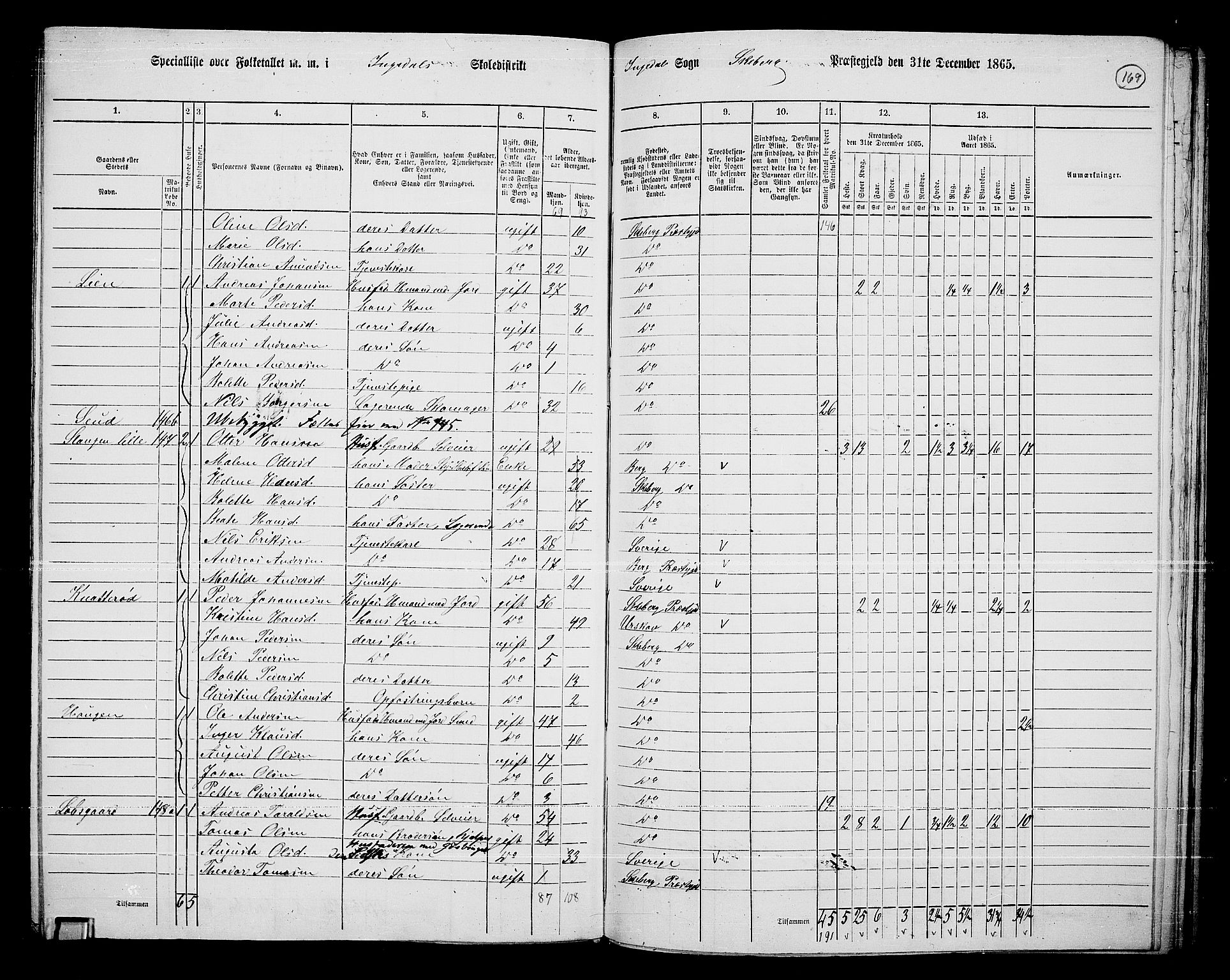 RA, 1865 census for Skjeberg, 1865, p. 155