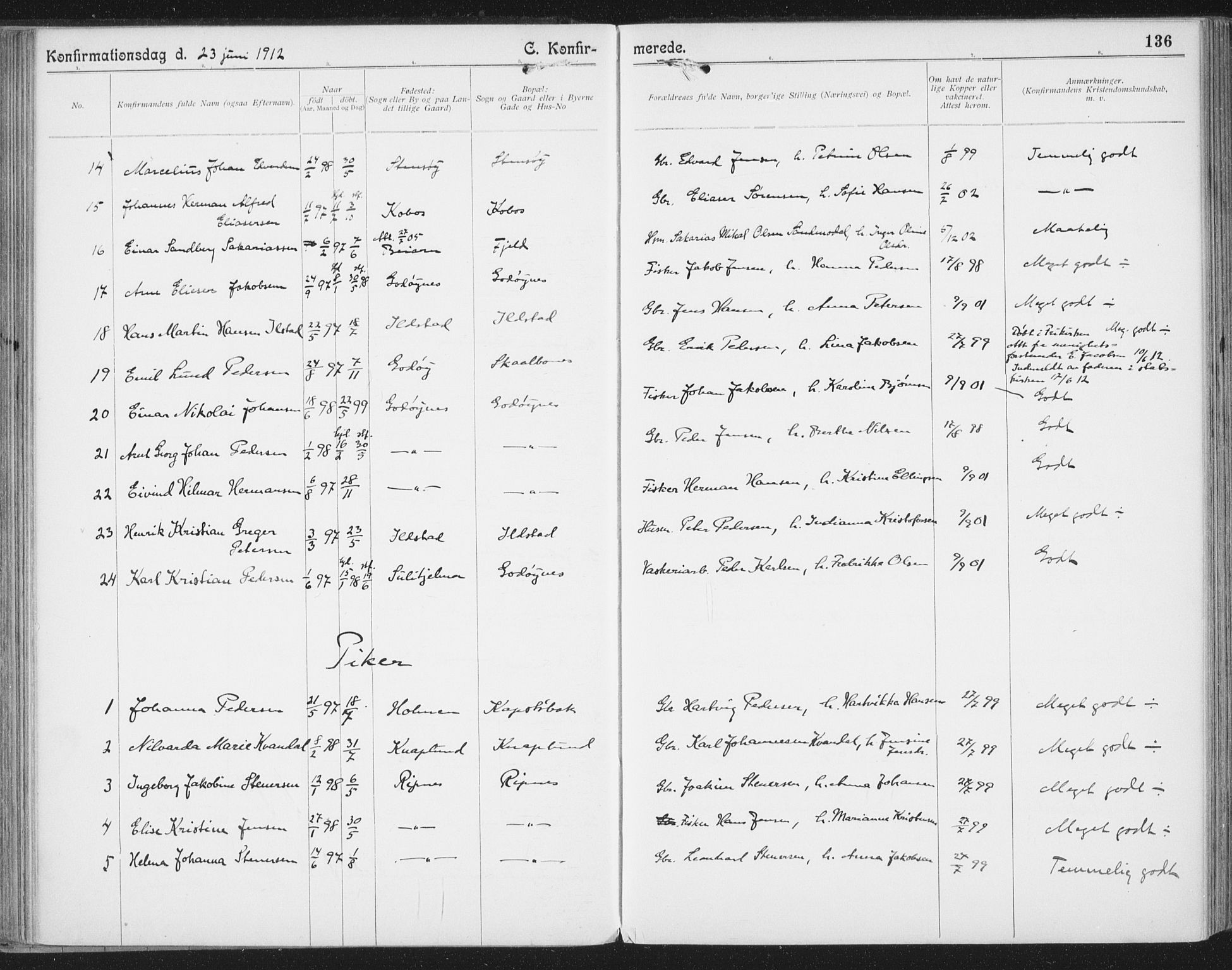 Ministerialprotokoller, klokkerbøker og fødselsregistre - Nordland, AV/SAT-A-1459/804/L0081: Parish register (official) no. 804A02, 1901-1915, p. 136