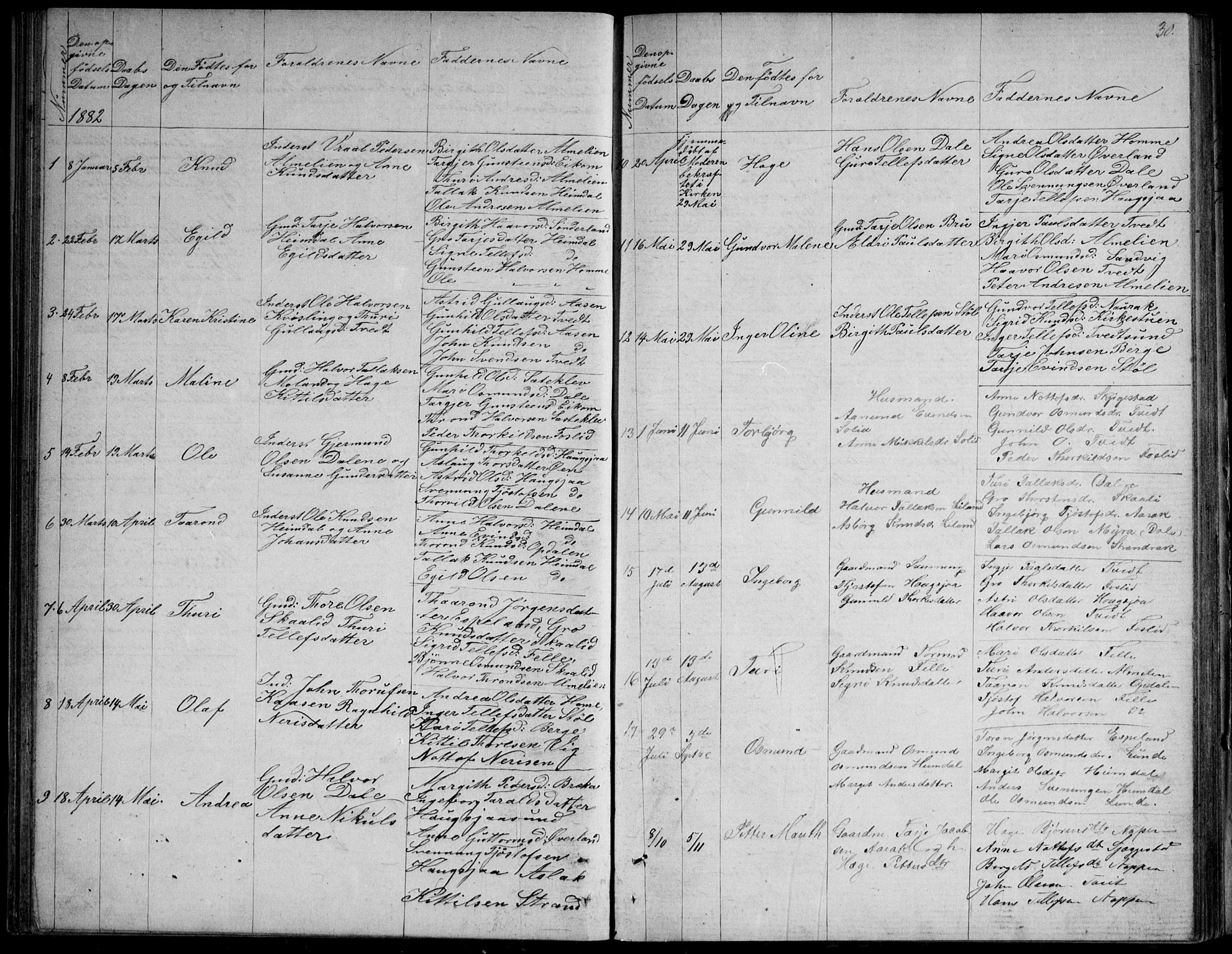 Nissedal kirkebøker, SAKO/A-288/G/Gb/L0002: Parish register (copy) no. II 2, 1863-1892, p. 30
