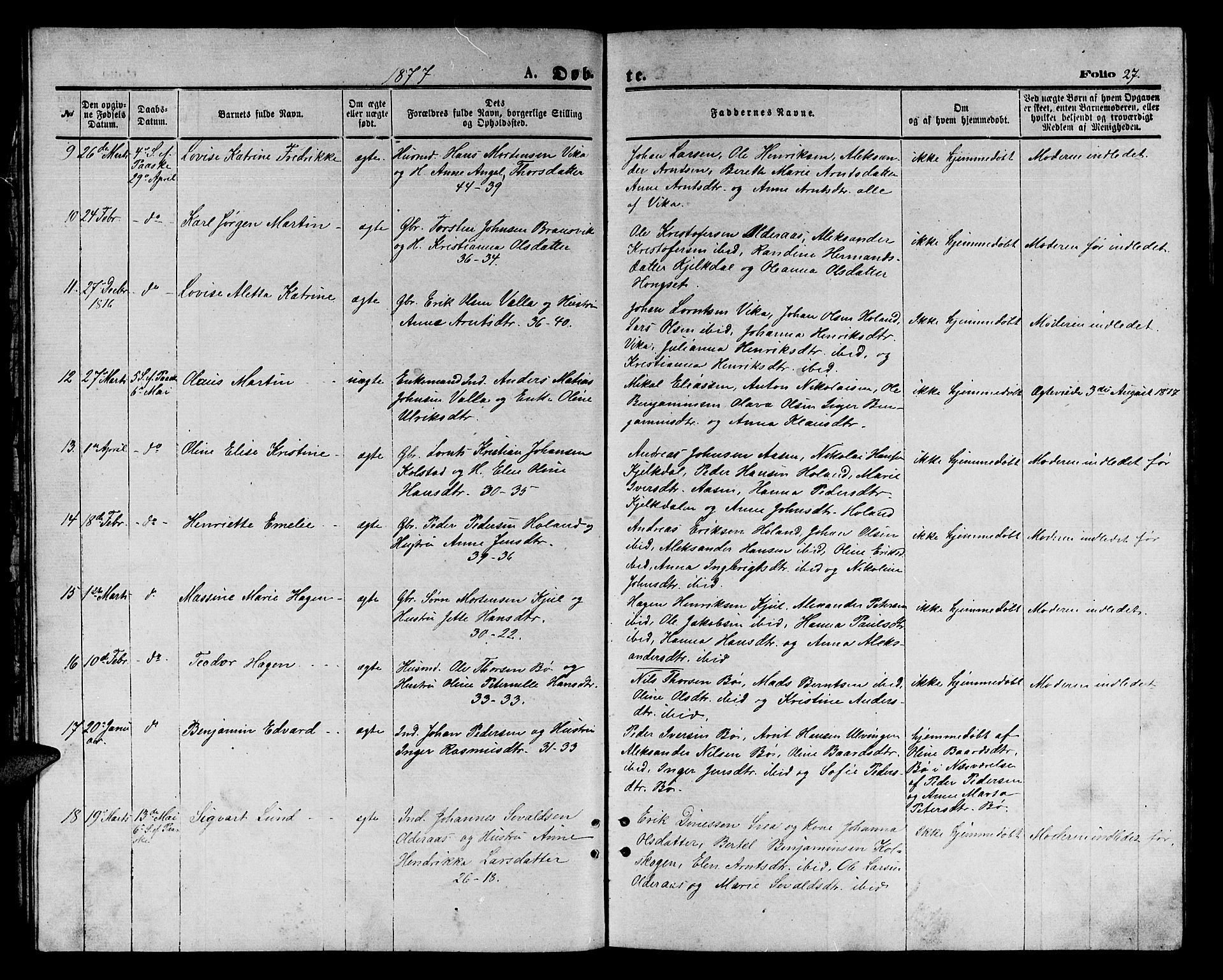 Ministerialprotokoller, klokkerbøker og fødselsregistre - Nordland, AV/SAT-A-1459/816/L0252: Parish register (copy) no. 816C02, 1871-1885, p. 27