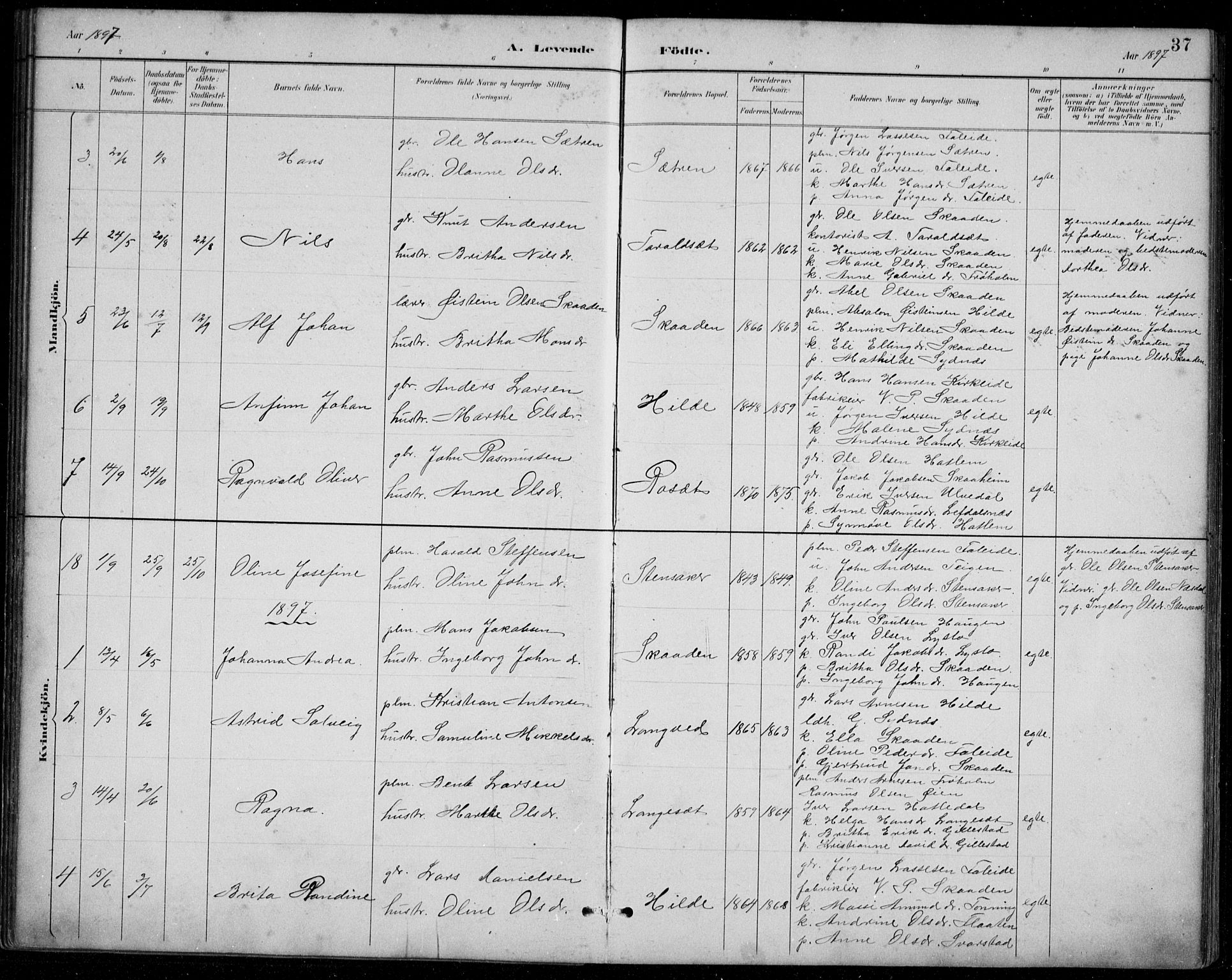 Innvik sokneprestembete, AV/SAB-A-80501: Parish register (copy) no. A 3, 1886-1912, p. 37