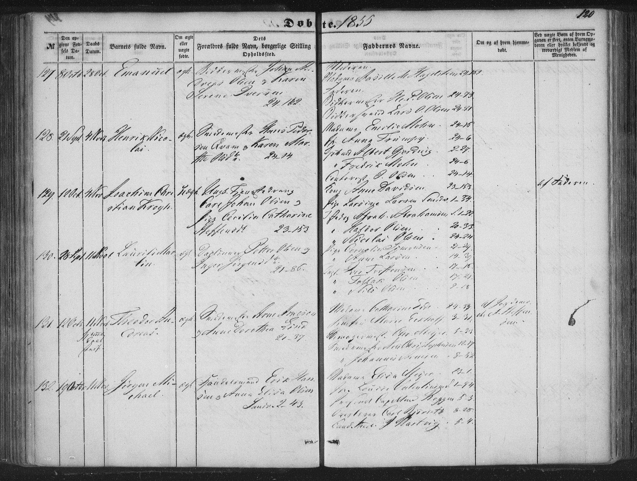 Korskirken sokneprestembete, AV/SAB-A-76101/H/Haa/L0017: Parish register (official) no. B 3, 1851-1857, p. 120