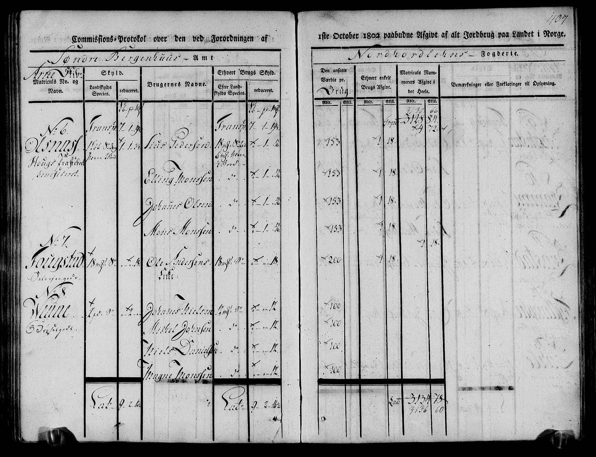 Rentekammeret inntil 1814, Realistisk ordnet avdeling, AV/RA-EA-4070/N/Ne/Nea/L0111: Nordhordland og Voss fogderi. Kommisjonsprotokoll for Nordhordland, 1803, p. 412