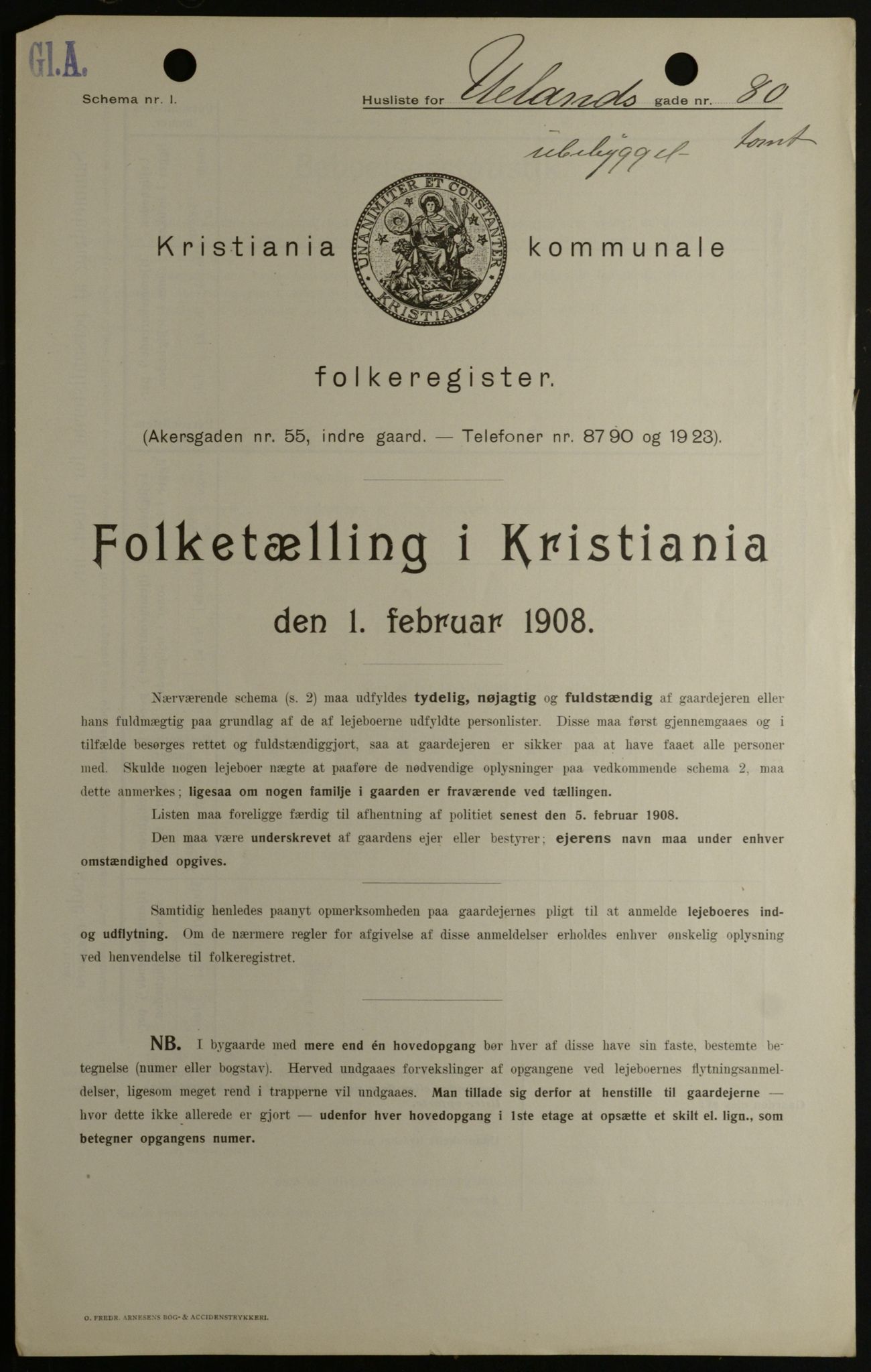 OBA, Municipal Census 1908 for Kristiania, 1908, p. 106597