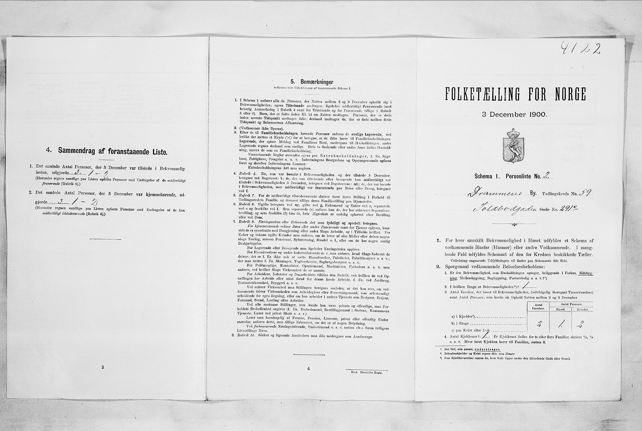 RA, 1900 census for Drammen, 1900, p. 10378