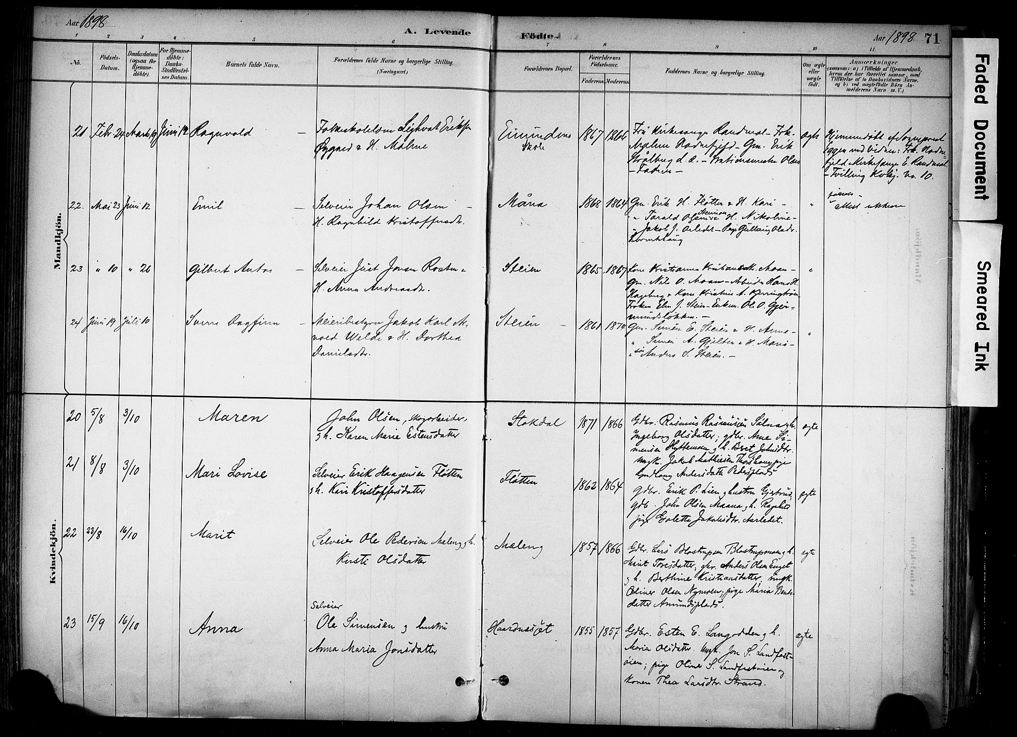 Alvdal prestekontor, AV/SAH-PREST-060/H/Ha/Haa/L0002: Parish register (official) no. 2, 1883-1906, p. 71