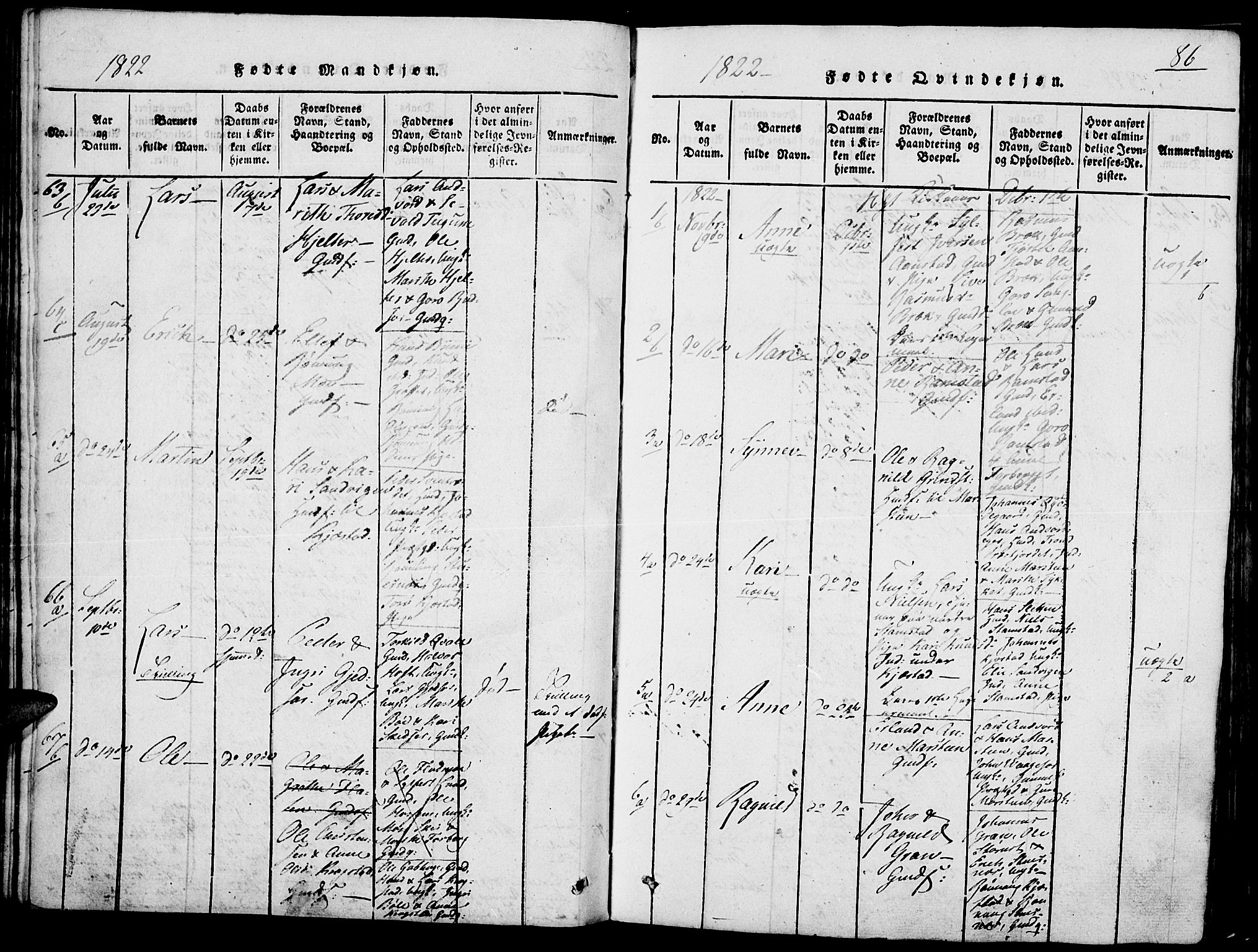 Lom prestekontor, SAH/PREST-070/K/L0004: Parish register (official) no. 4, 1815-1825, p. 86