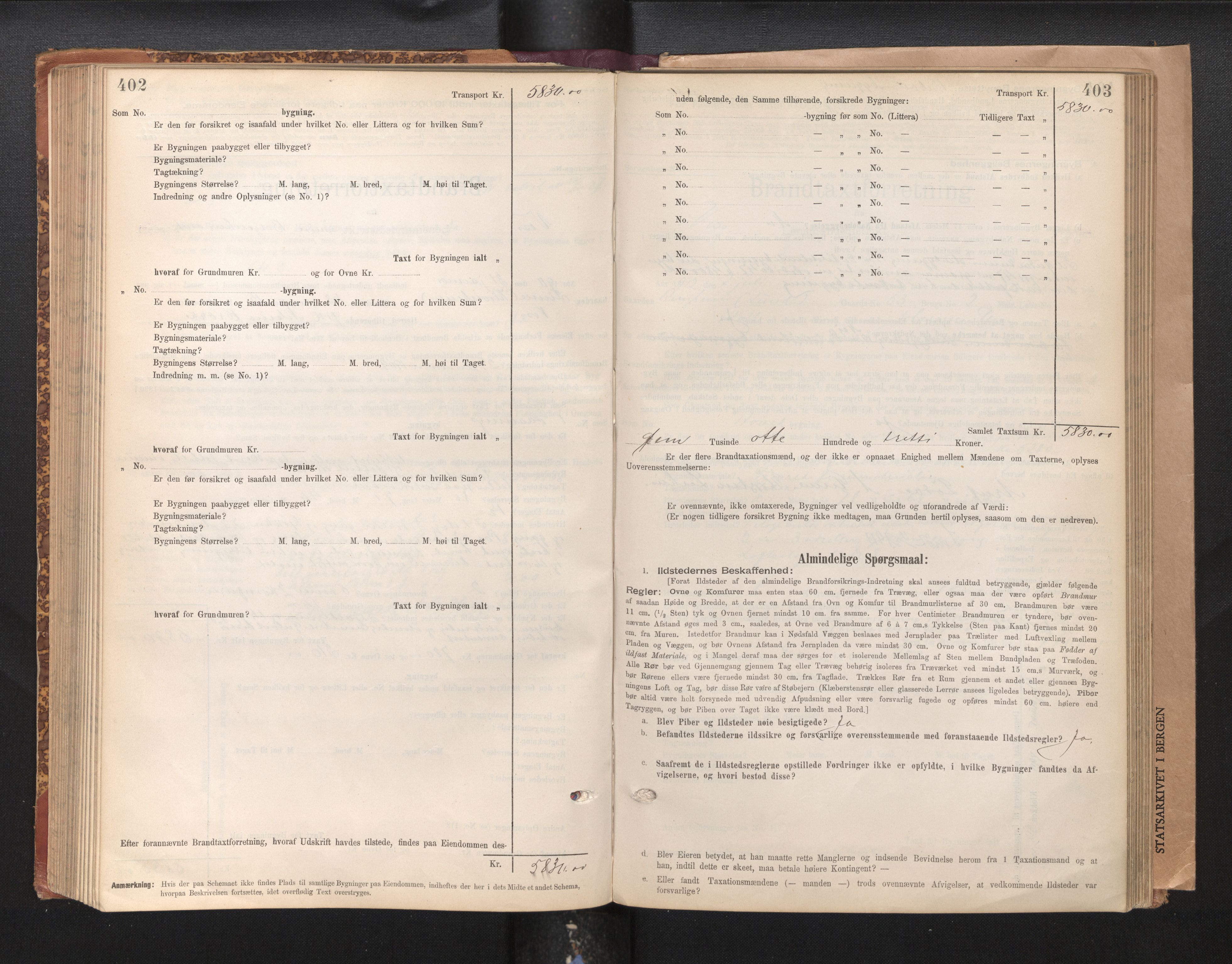 Lensmannen i Voss, SAB/A-35801/0012/L0008: Branntakstprotokoll, skjematakst, 1895-1945, p. 402-403
