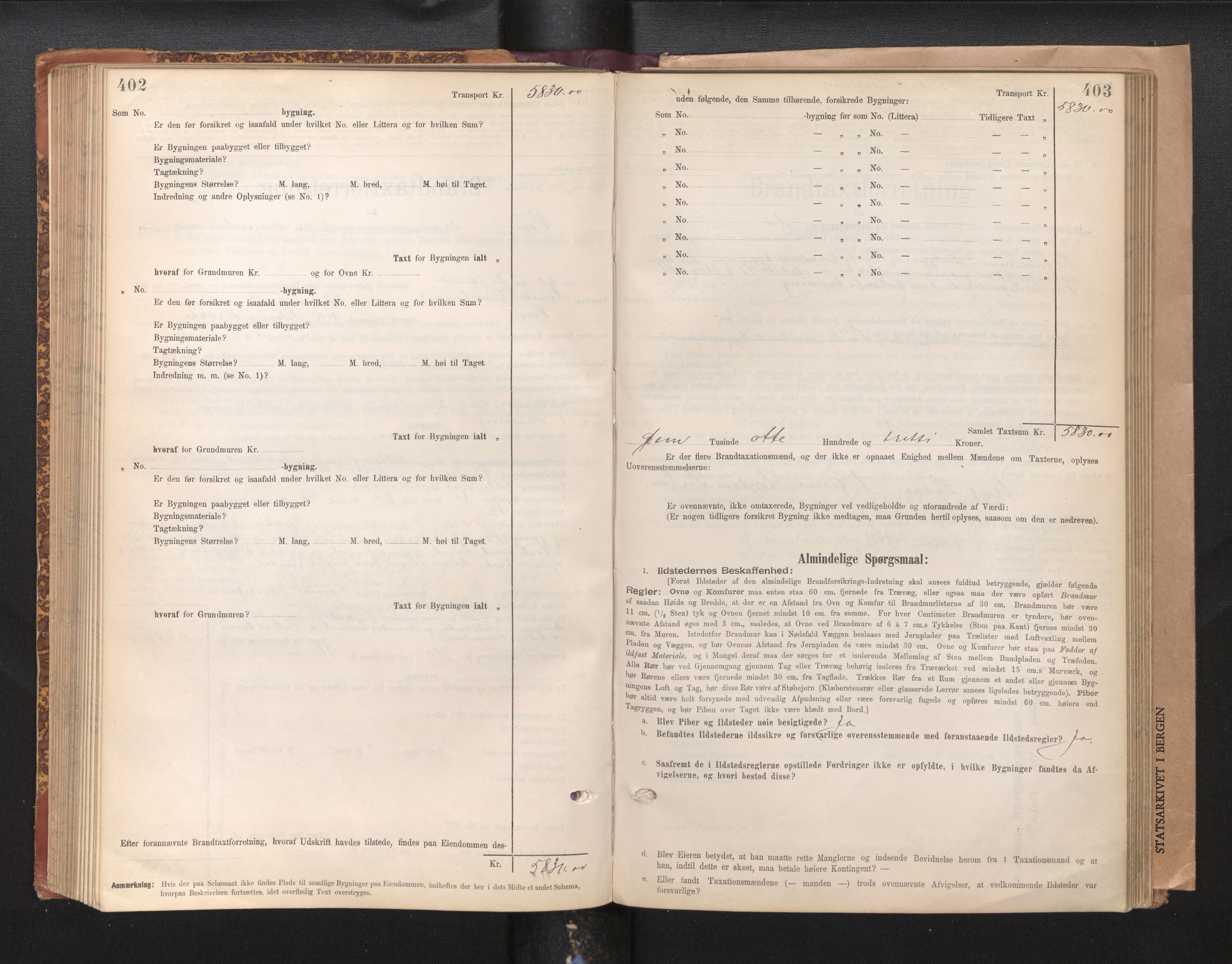 Lensmannen i Voss, AV/SAB-A-35801/0012/L0008: Branntakstprotokoll, skjematakst, 1895-1945, p. 402-403