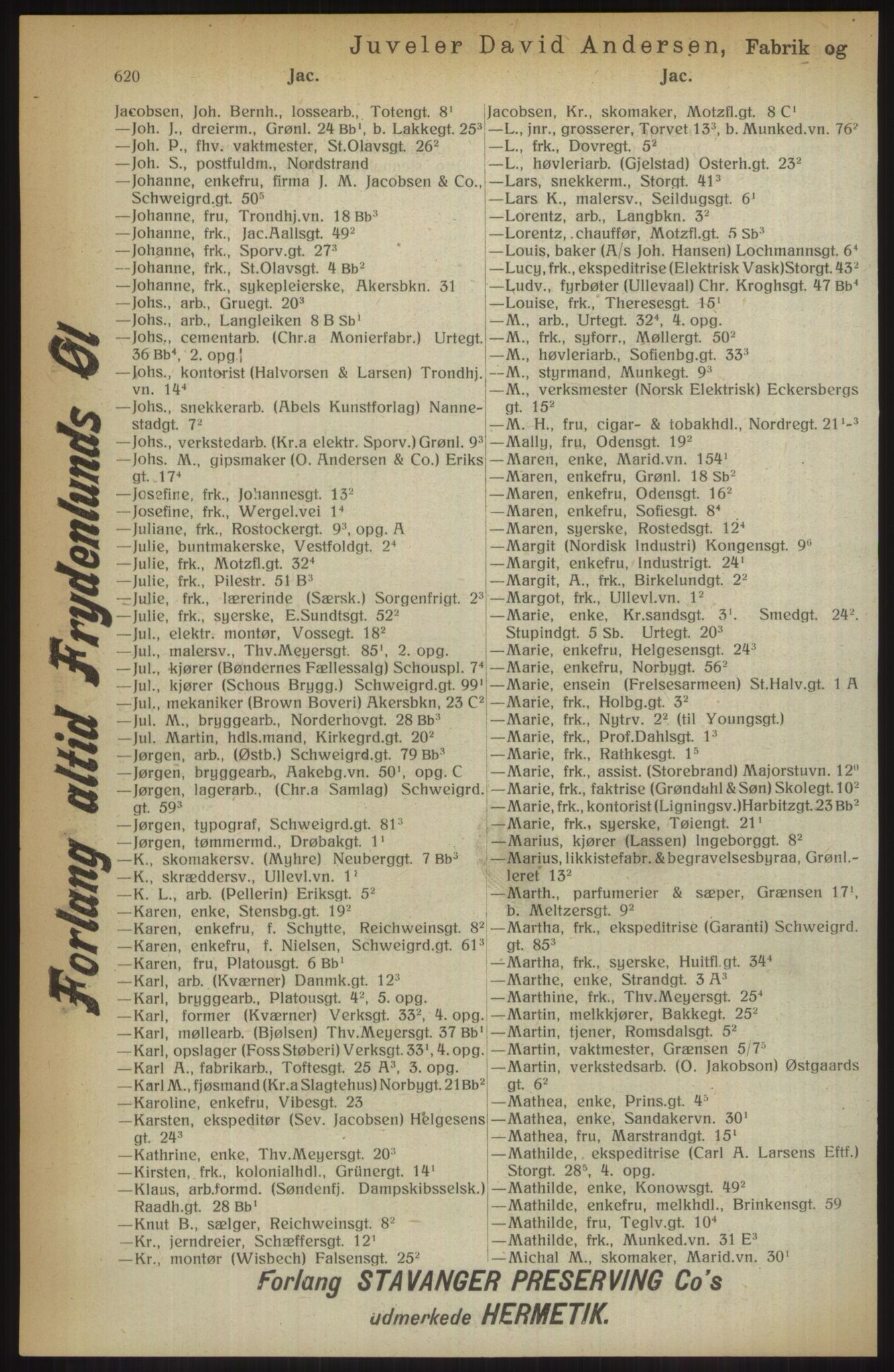 Kristiania/Oslo adressebok, PUBL/-, 1914, p. 620