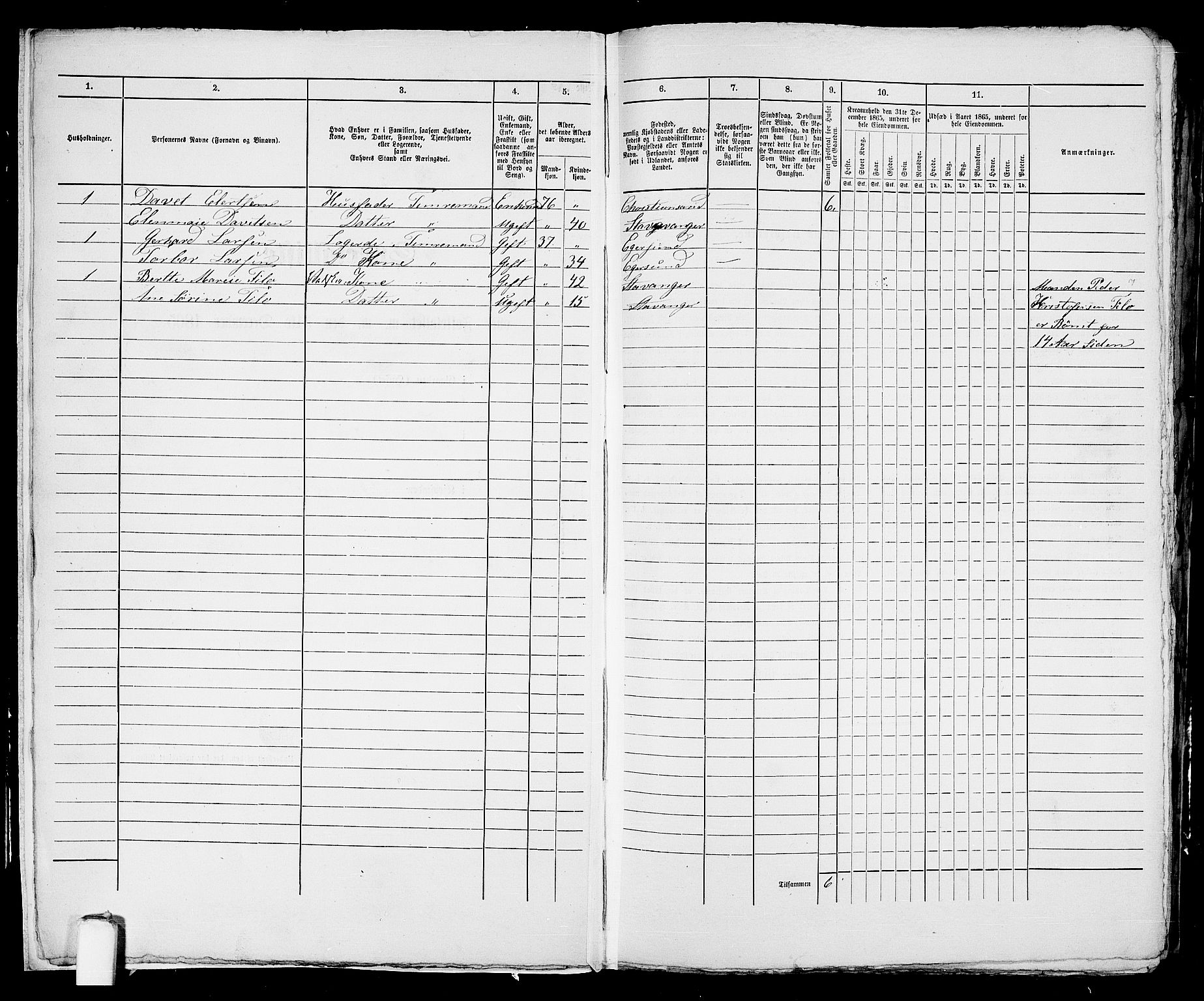 RA, 1865 census for Stavanger, 1865, p. 533