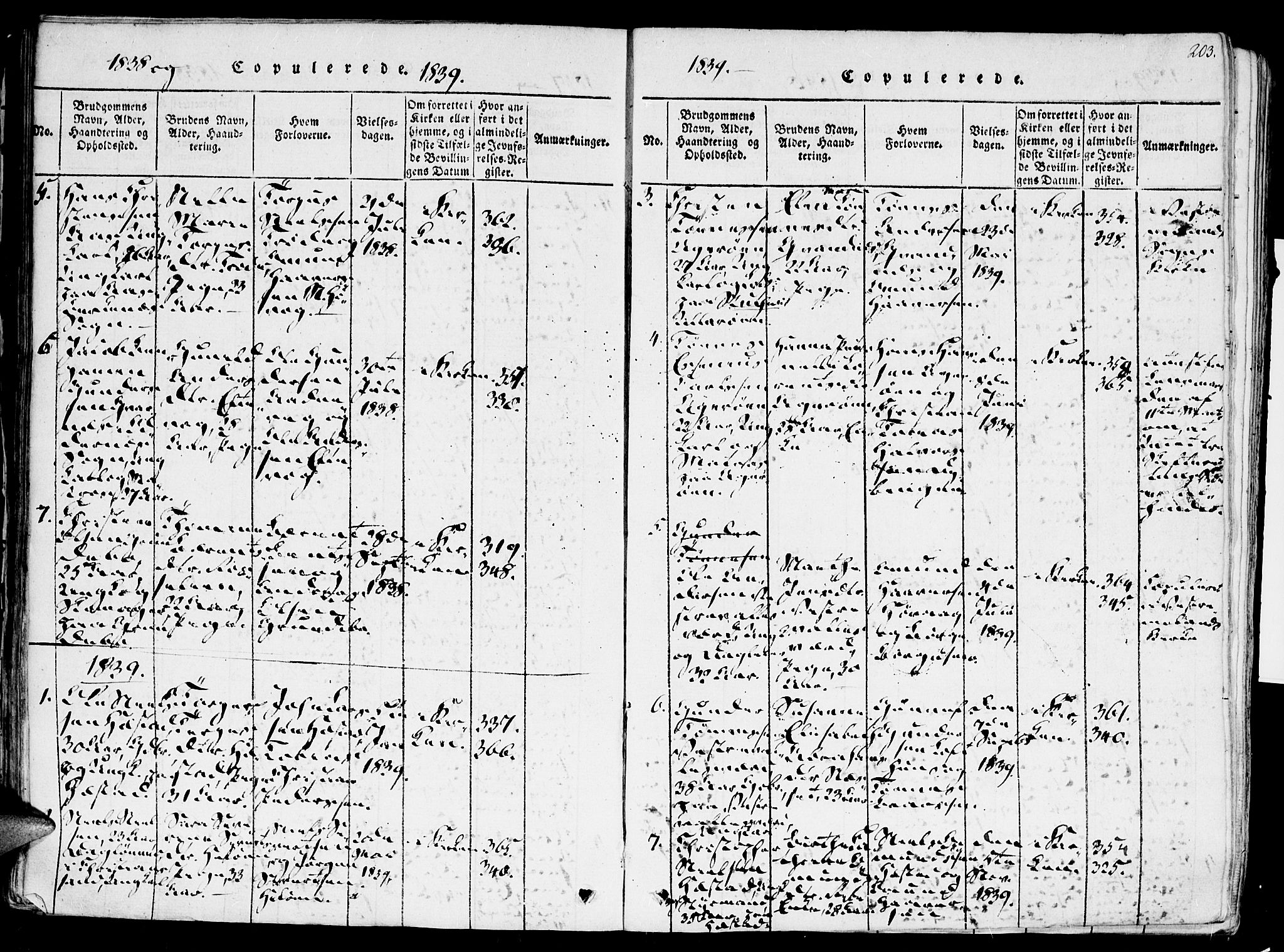 Høvåg sokneprestkontor, SAK/1111-0025/F/Fa/L0001: Parish register (official) no. A 1, 1816-1843, p. 203
