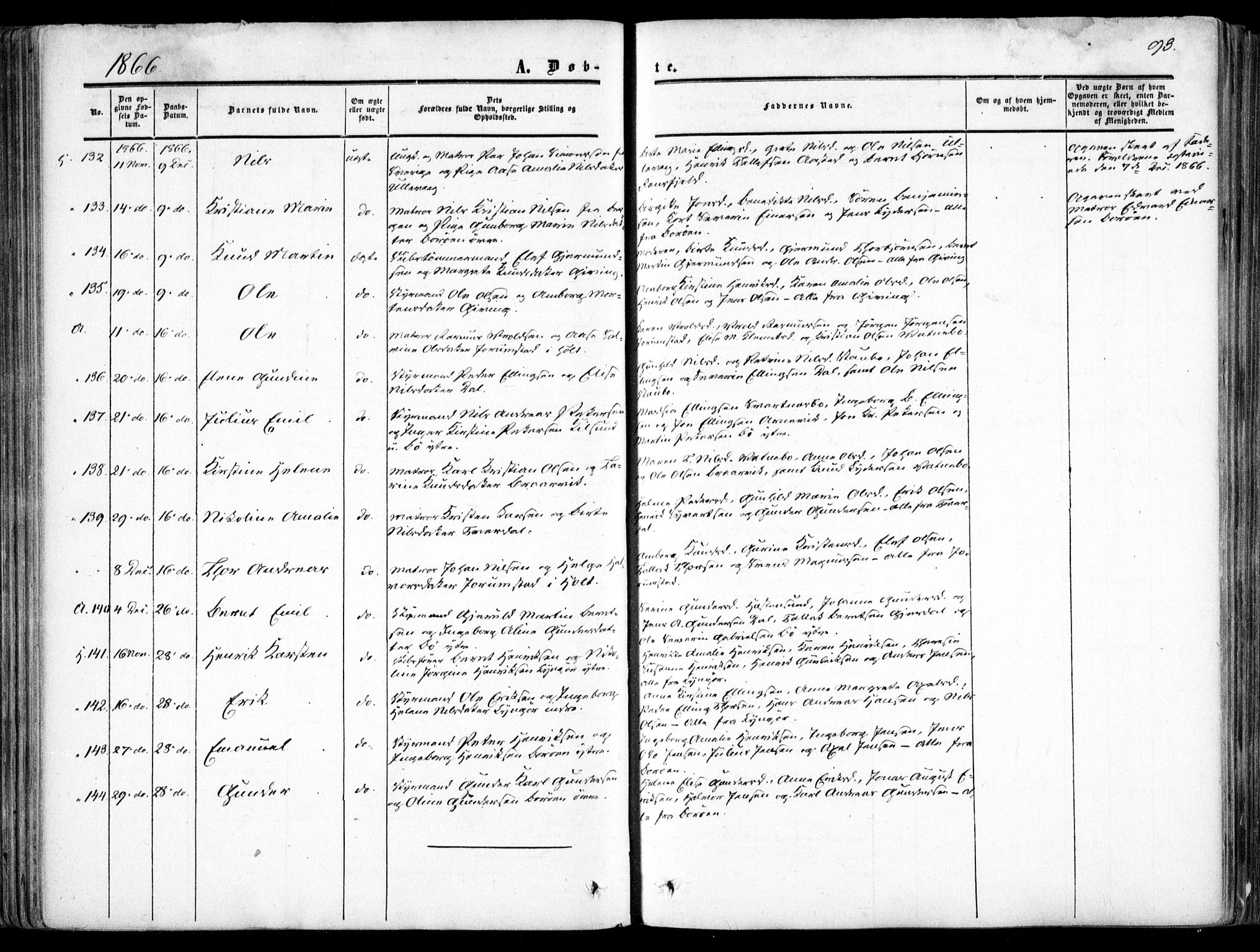 Dypvåg sokneprestkontor, AV/SAK-1111-0007/F/Fa/Faa/L0006: Parish register (official) no. A 6, 1855-1872, p. 93