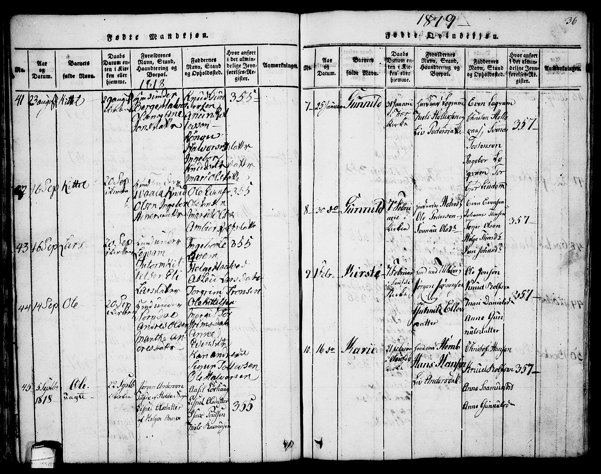 Sauherad kirkebøker, SAKO/A-298/G/Ga/L0001: Parish register (copy) no. I 1, 1815-1827, p. 36