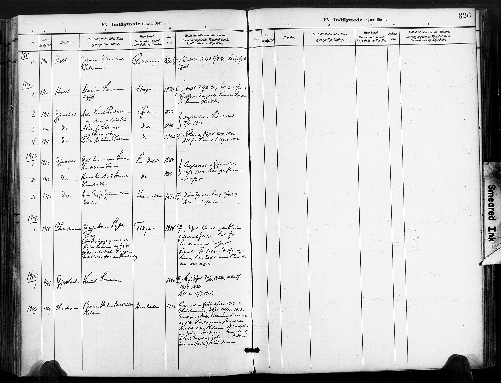 Søndeled sokneprestkontor, AV/SAK-1111-0038/F/Fa/L0006: Parish register (official) no. A 6, 1900-1922, p. 326