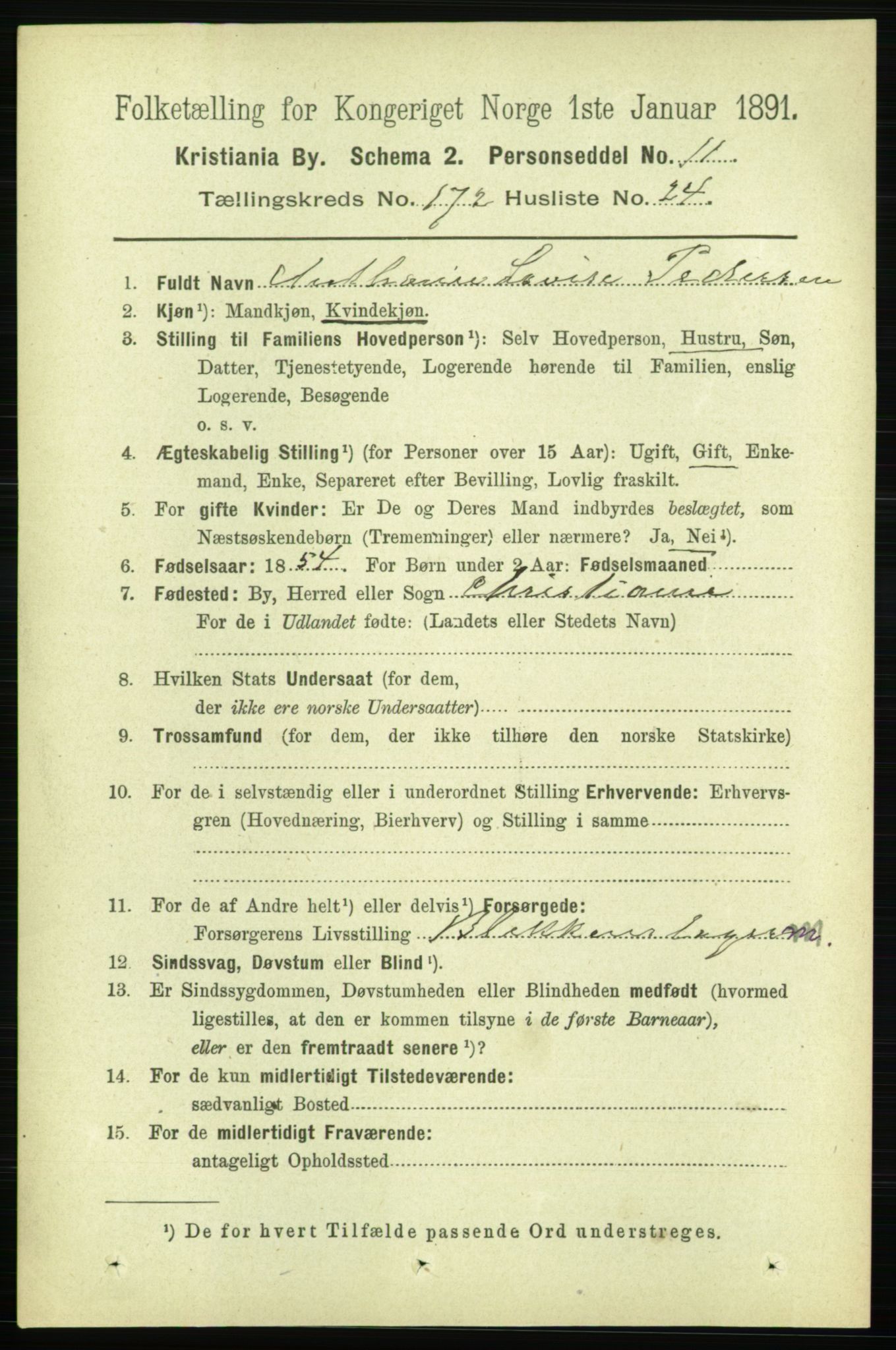 RA, 1891 census for 0301 Kristiania, 1891, p. 102646