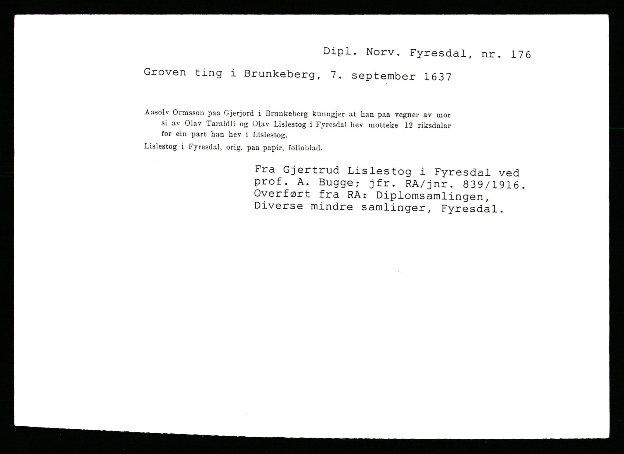 Riksarkivets diplomsamling, AV/RA-EA-5965/F35/F35b/L0008: Riksarkivets diplomer, seddelregister, 1635-1646, p. 171