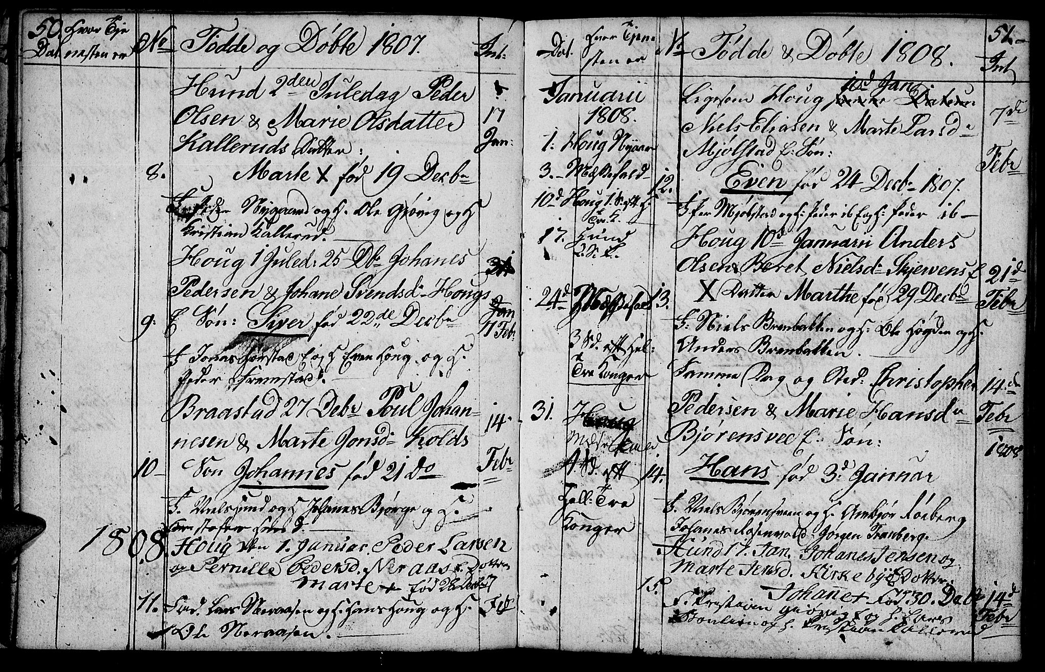 Vardal prestekontor, SAH/PREST-100/H/Ha/Hab/L0003: Parish register (copy) no. 3, 1803-1808, p. 50-51