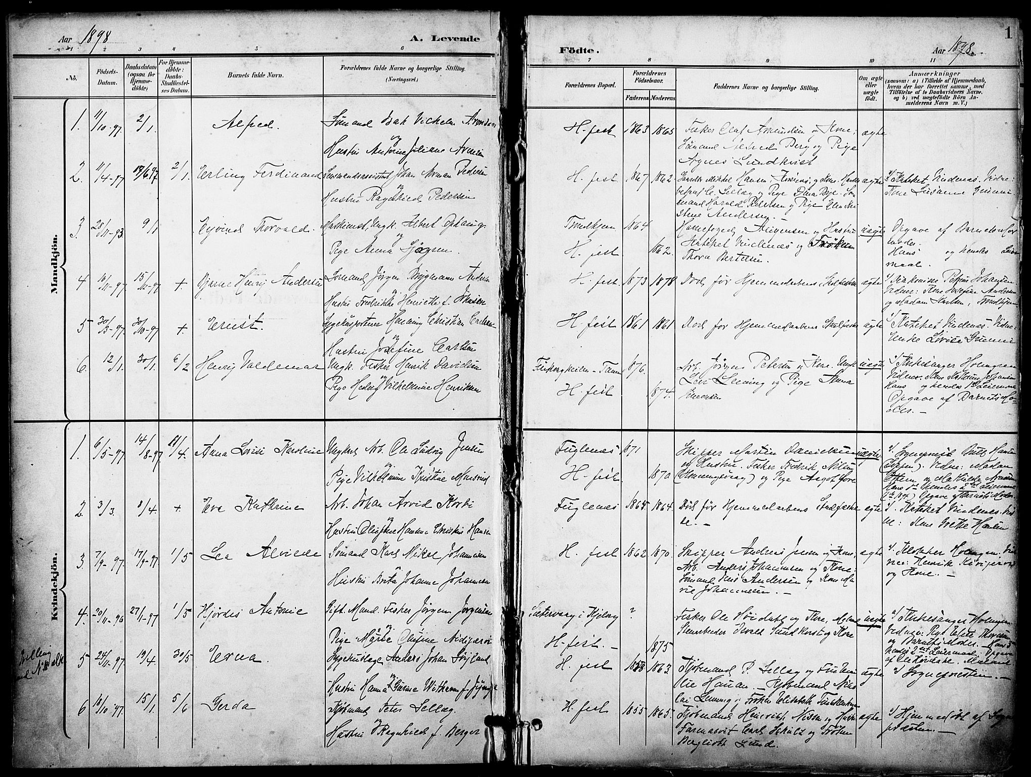 Hammerfest sokneprestkontor, SATØ/S-1347/H/Ha/L0010.kirke: Parish register (official) no. 10, 1898-1905, p. 1
